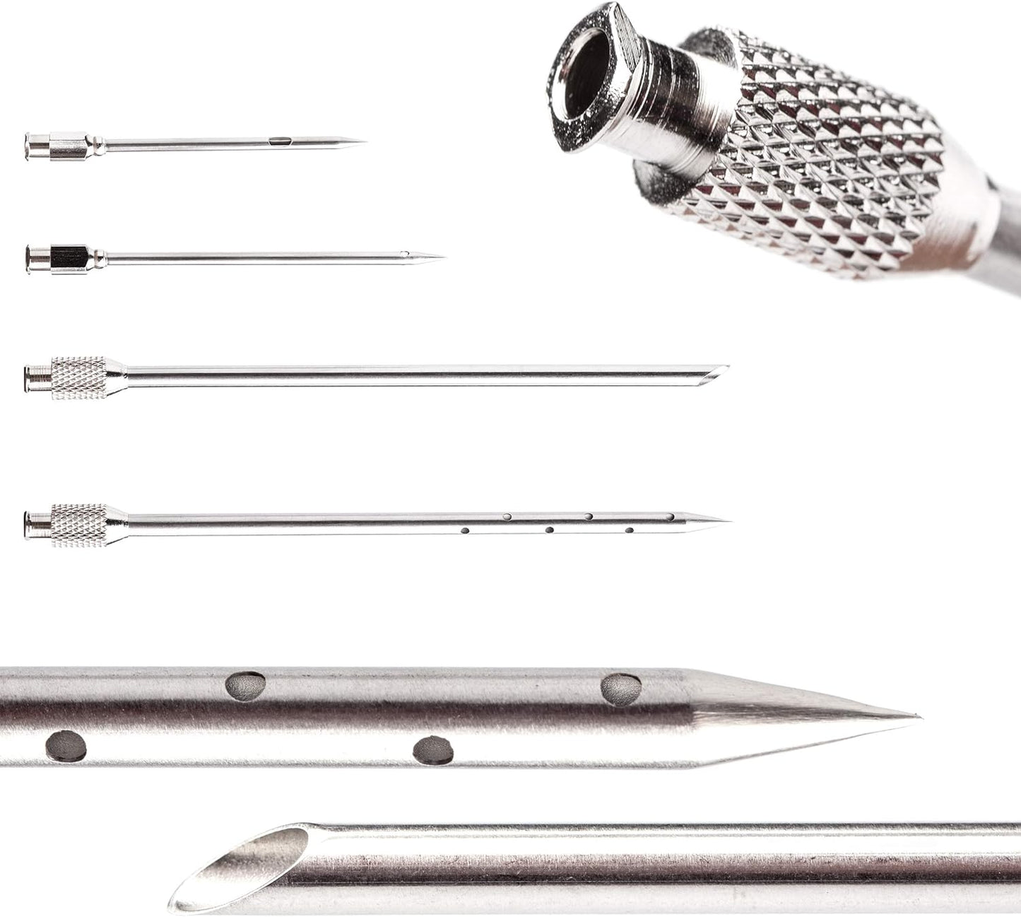 Meat Injector Marinade Gun Stainless Steel Outdoor Kit Flavor Food Syringes & 4 Marinades Needles for BBQ Grill Smoker Injectors Professional Syringe Held Culinary Barbecue Tool (Blue)