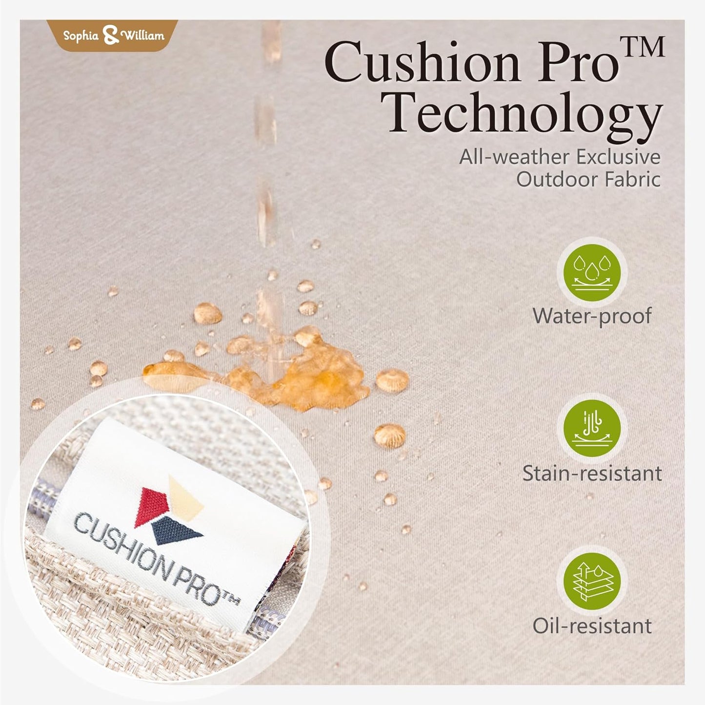 Sophia & William 4 Piece Outdoor Patio Furniture Set, 5 Seats Patio Conversation Sets Clearance with 45" Gas Fire Pit Table x 1, 3-seat Sofa x 1, Rocking Chair x 2 for Porch Lawn, Beige