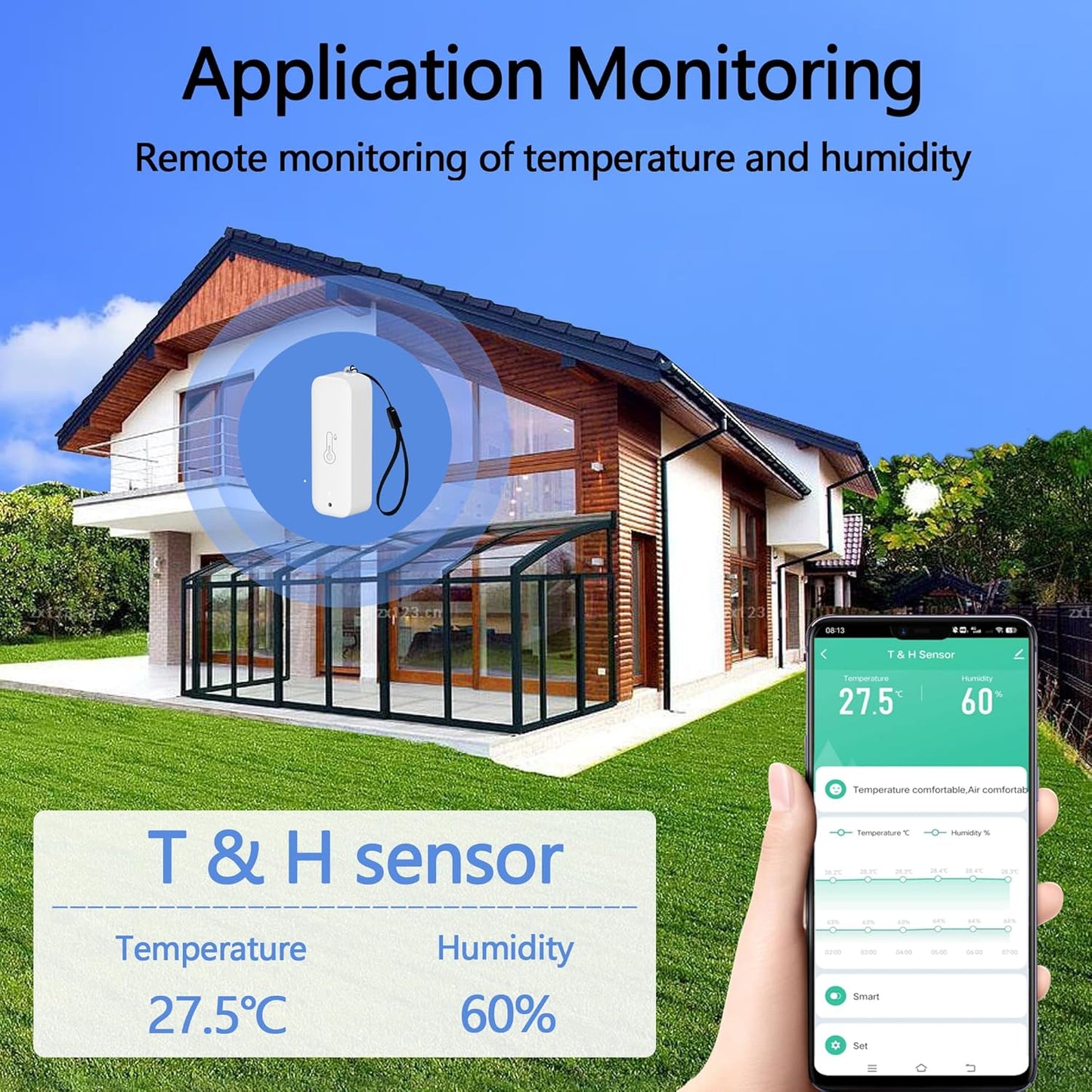 WiFi Hygrometer Thermometer Sensor, Wireless Smart Temperature Humidity Monitor with Remote App Notification Alert, for Home, Greenhouse White (2pack)