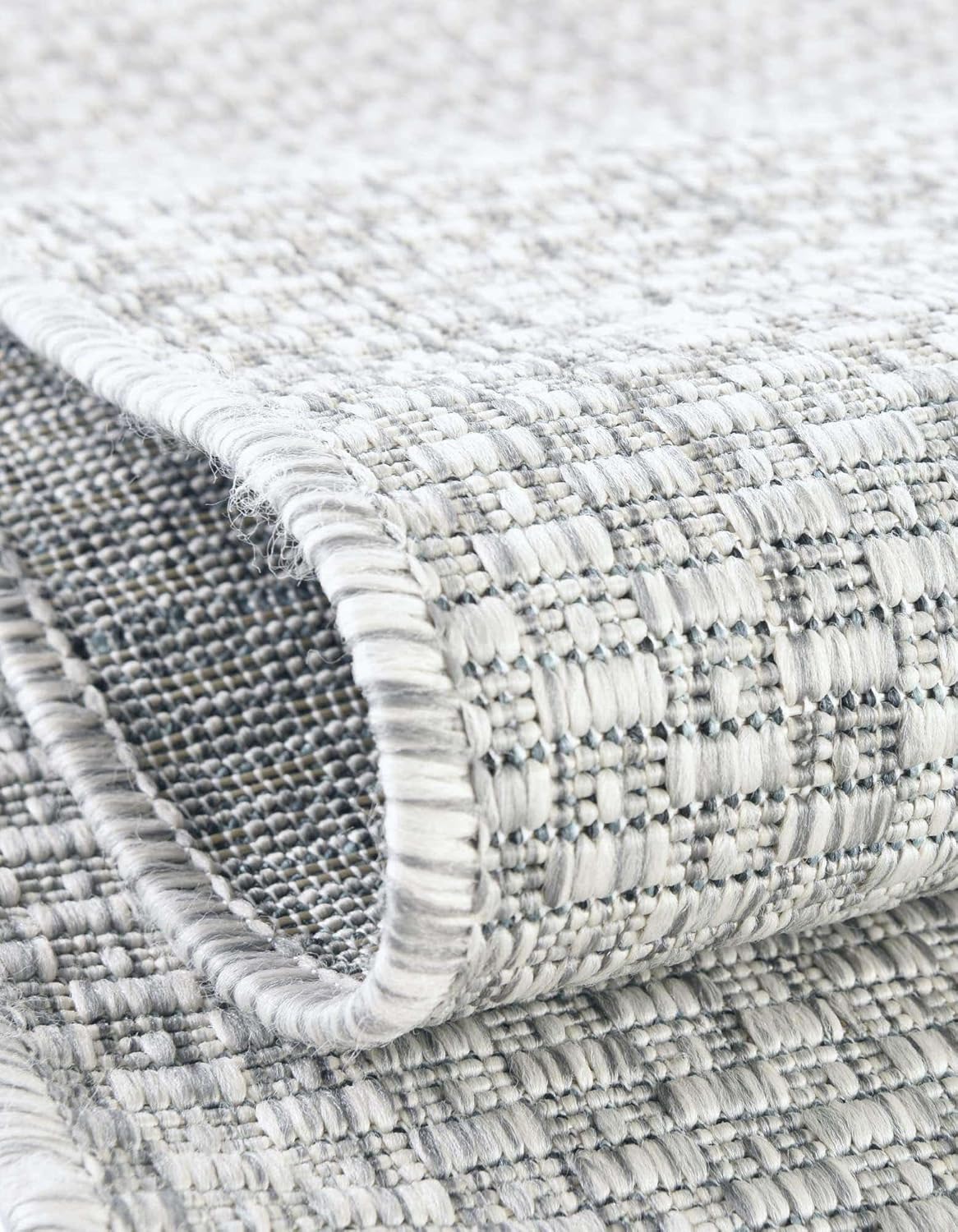 Unique Loom Outdoor Solid Collection Area Rug (10' Round Light Gray/Ivory)