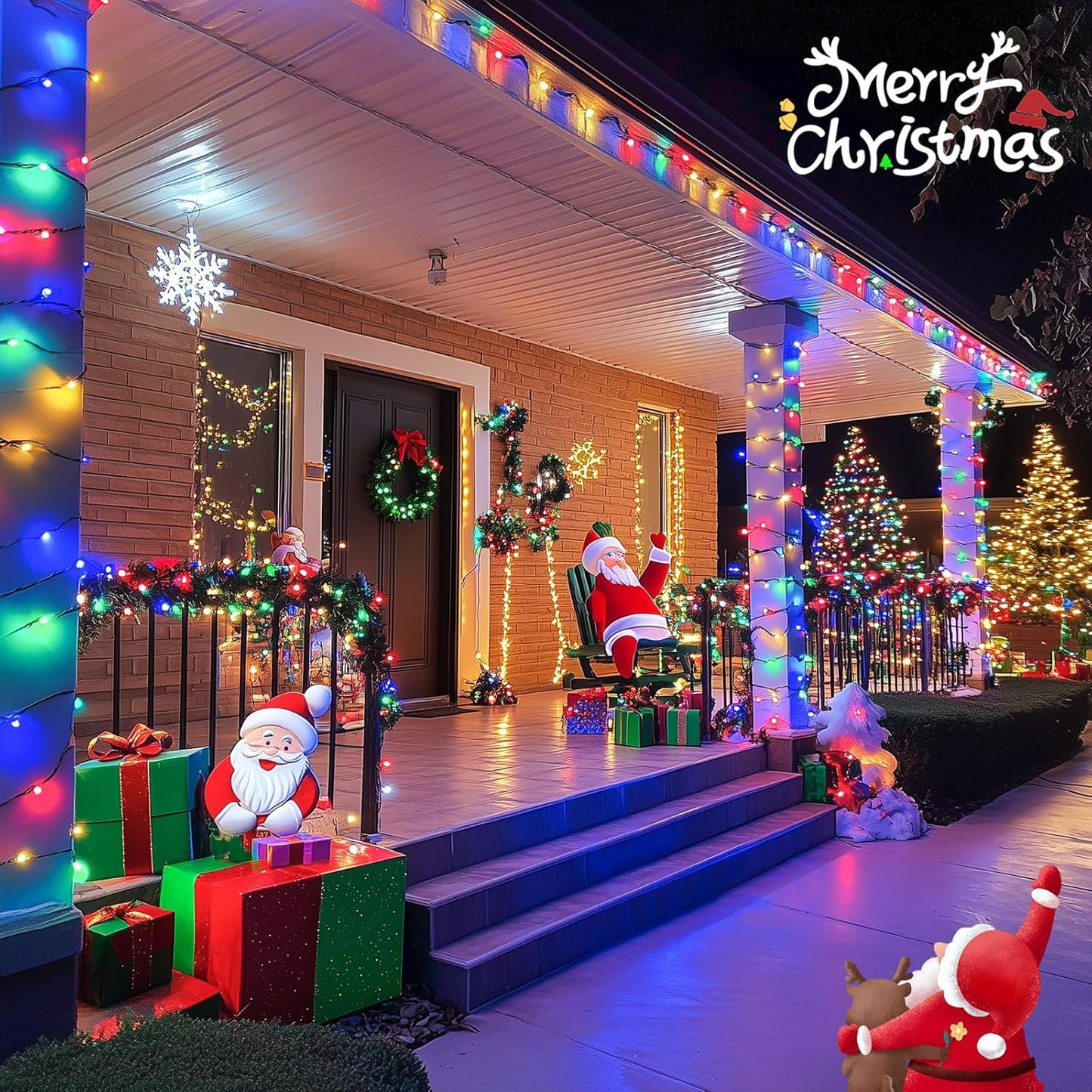 JMEXSUSS 2 Pack Solar Christmas Lights Outdoor Waterproof, Total 400LED 151FT Multi Colored Christmas Lights, 8 Modes Solar String Lights for Outside Tree Patio Garden Xmas Christmas Decorations