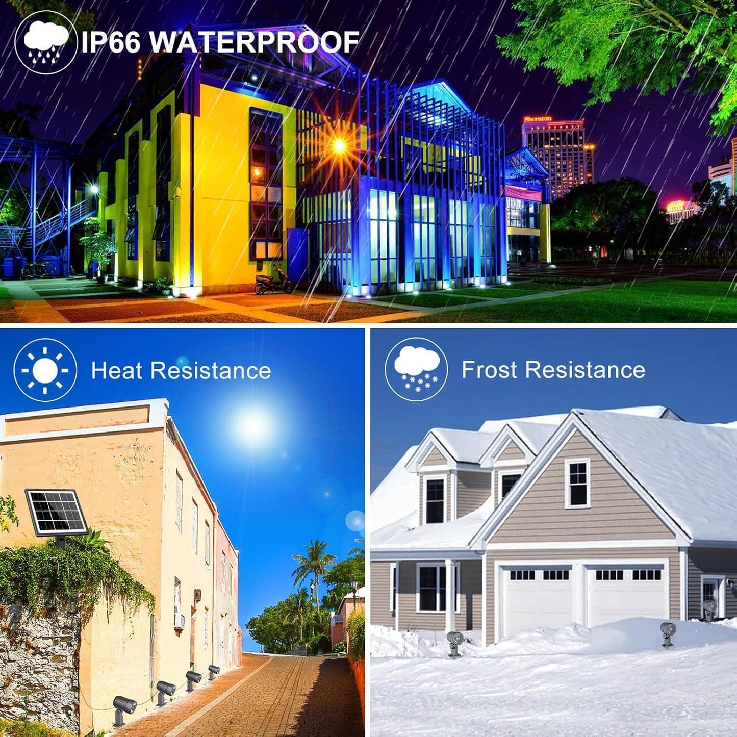 CLY 4-in-1 Solar Spot Lights Outdoor Color Changing, Solar Landscape Spotlights RGB Lighting IP66 Waterproof 45.93ft Cable Auto ON/Off Adjustable Garden Spotlight for Yard, Garden, Pool, Lawn, Statue