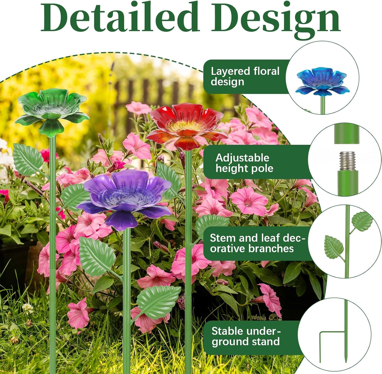 2 Pack Bee Watering Station - Flowers Butterfly Feeder, Bee Water Feeders for Outside, Metal Garden Decor, Bee Baths for Garden Yard Patio (Blue,Yellow)