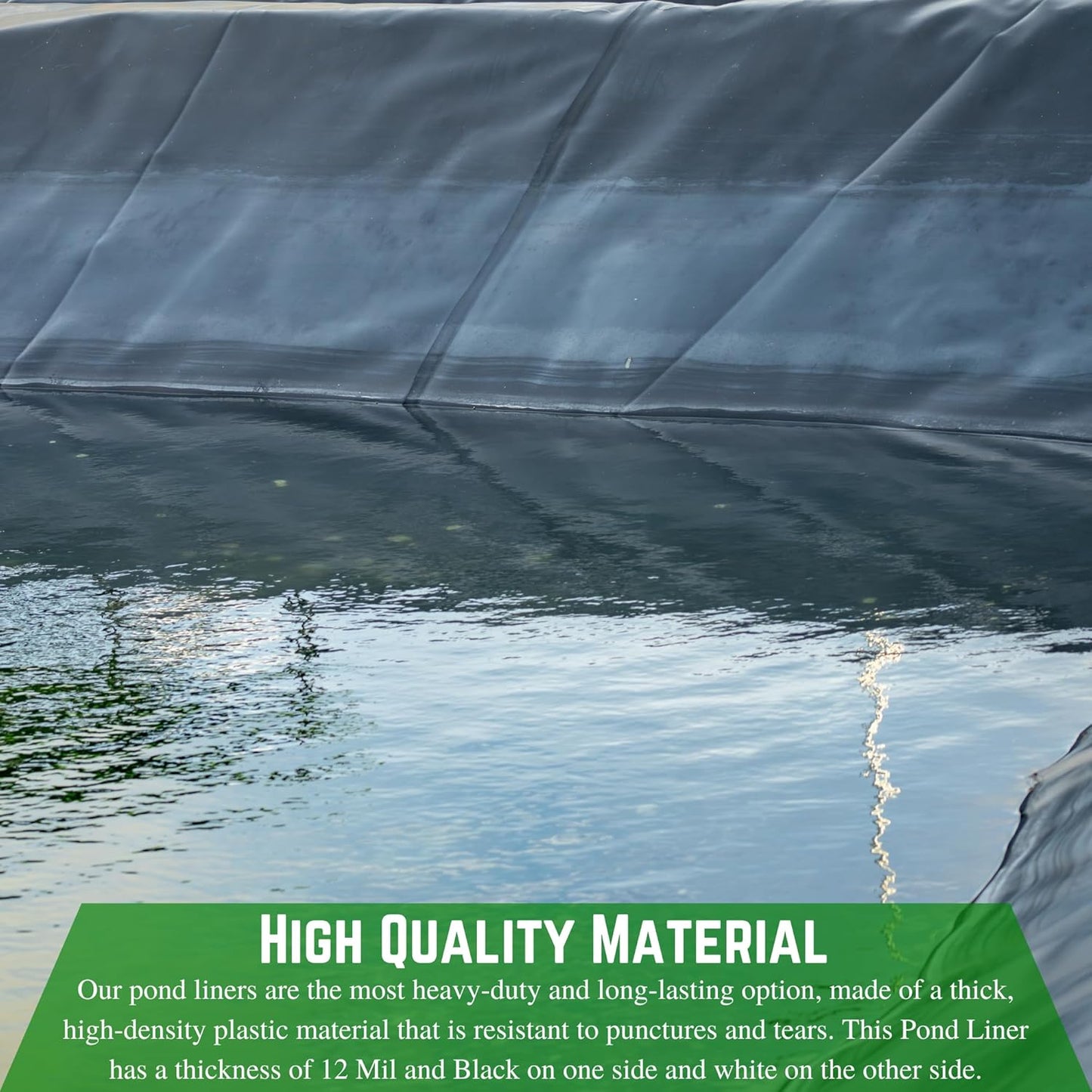 Farm Plastic Supply - 12 Mil String Reinforced Black/White Pond Liner - 12 Mil Fish Pond HDPE Liner, Pond Liners for Outdoor Ponds, Koi Ponds, Garden Fountain, Containment Liner (6' x 40')