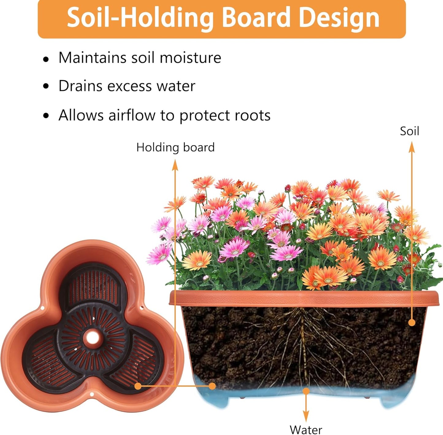 VECELO 5 Tier Vertical Garden Planter, Self Watering Stackable Planters with Wheels for Strawberries, Herbs, Flowers, Vegetables, Red