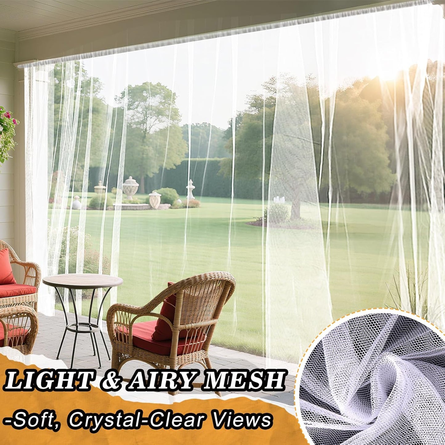 33x10ft Large Mosquito Net, Mesh Netting for Garden Skin and Plants Protection, Patio Bird Bug Screen, White