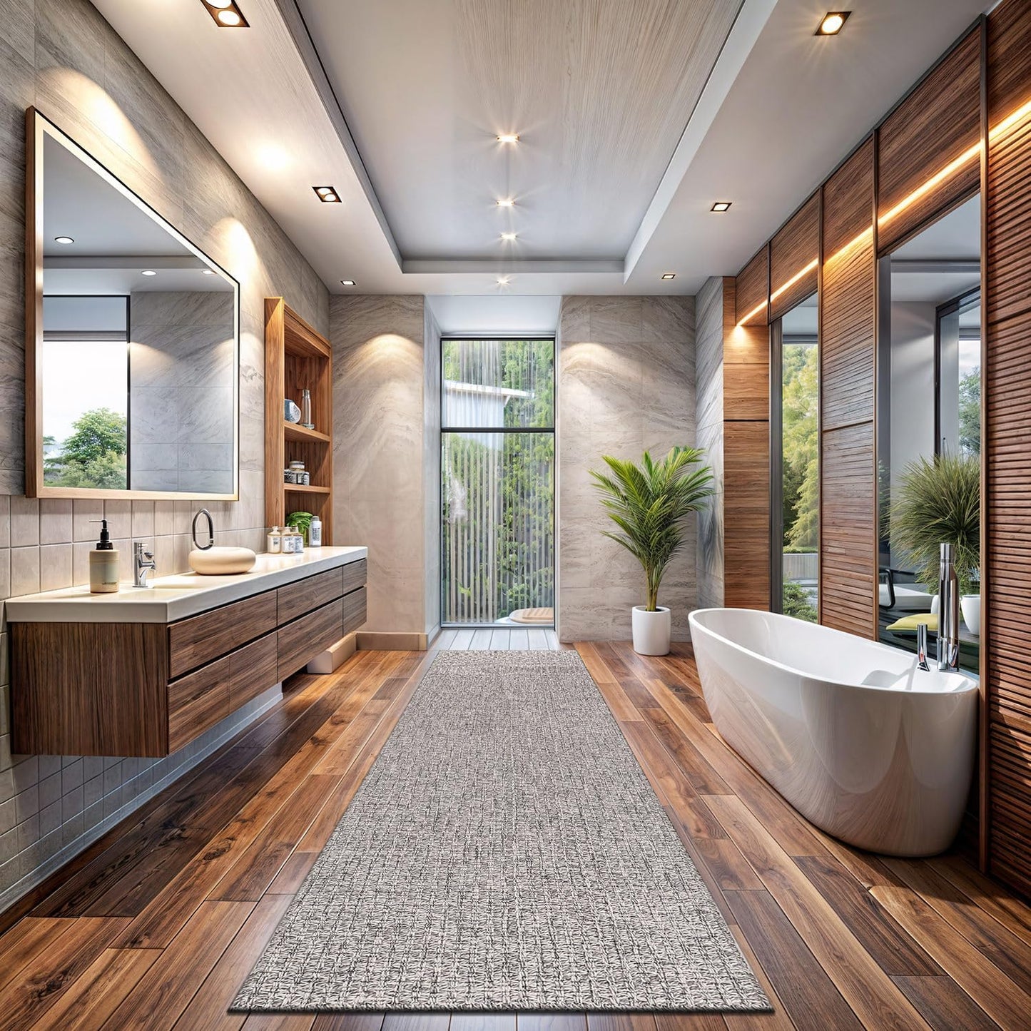 Easy Jute Runner Rug 2x7 Indoor Outdoor Natural Rugs Solid Fiber Rug Woven Area Rug Boho Easy Clean Inside Carpet for Living Room Bedroom Dining Room Hallway or Outdoor Patio Porch (2 X 7 Silver)