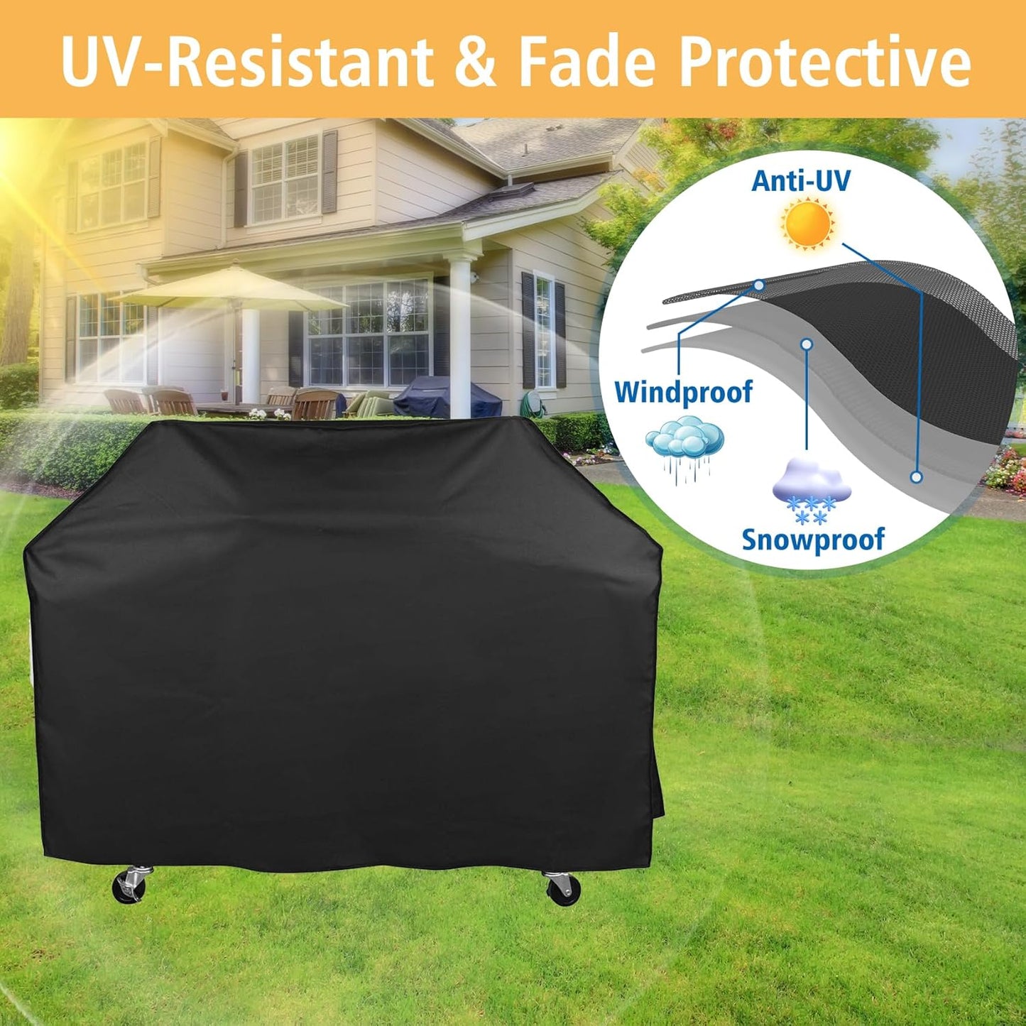 Grill Cover for Royal Gourmet Charcoal Grill CC1830 Series, 54 inch CR5402 Heavy Duty Waterproof UV Resistant Cover for Royal Gourmet GA5401T/GA4402S, Outdoor Barbeque Grill Accessories