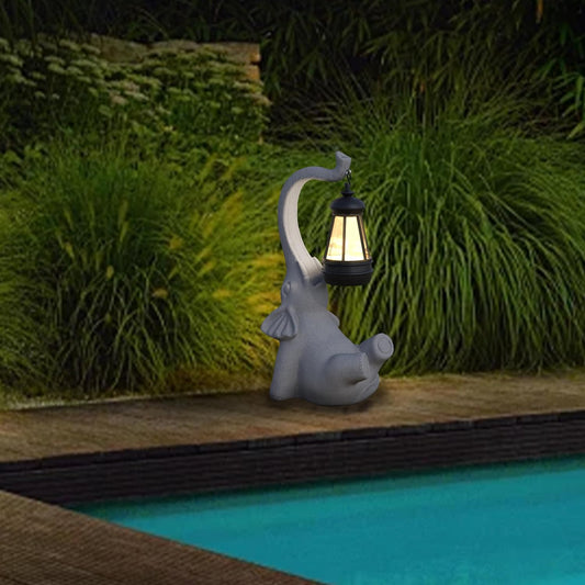 Garden Decoration, Figurine, Lawn Statue, Sculpture Ornament, Animal Figurine - Cat Resin Statue with Lantern (Face Upward-D)