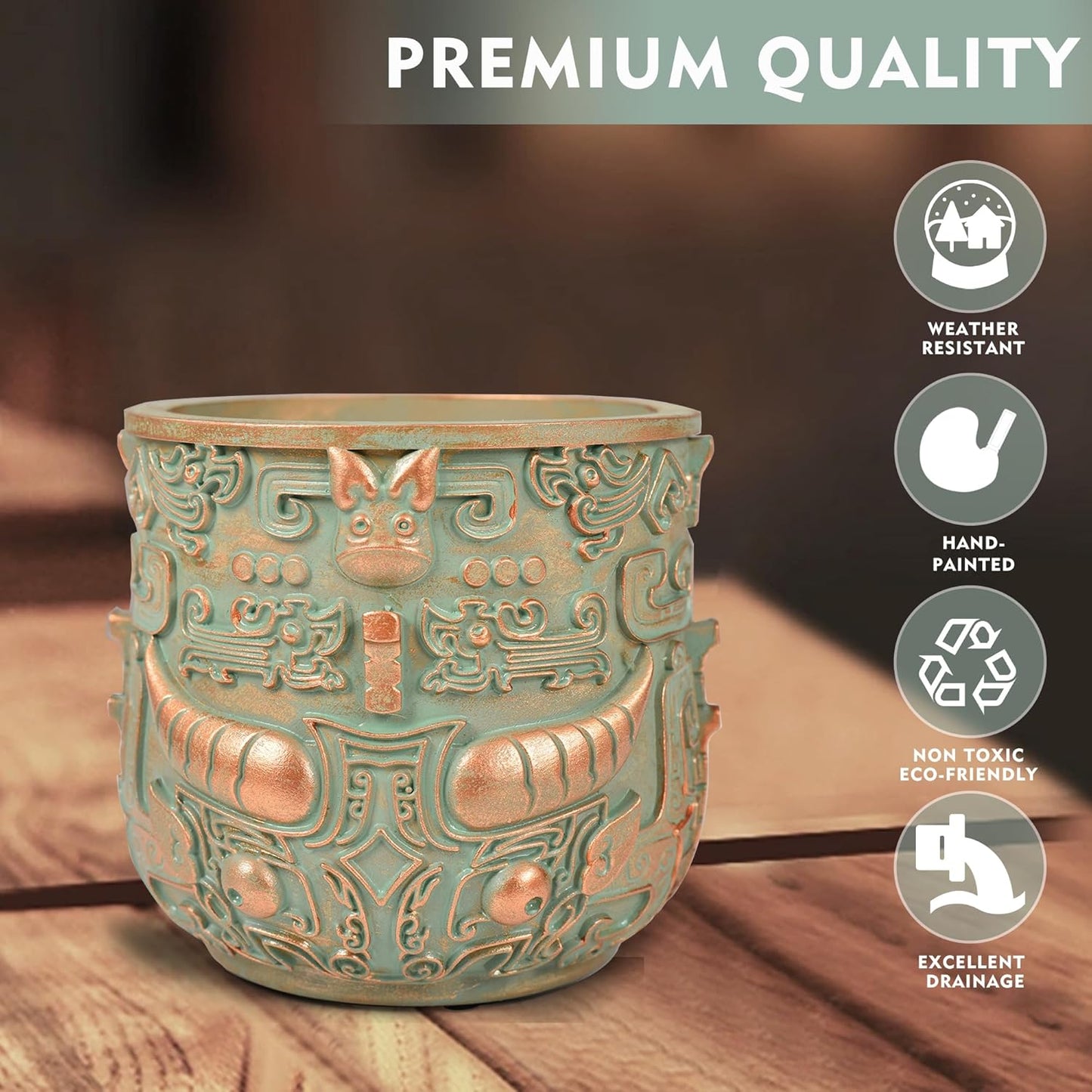 Tribal Vintage Face Planter,Lightweight Unique Plant Pots with Drainage,Eclectic Small Succulent Flower Planters Pots for Outdoor&Indoor Plants,Funny Garden Pot for Room Decor(5.5in)