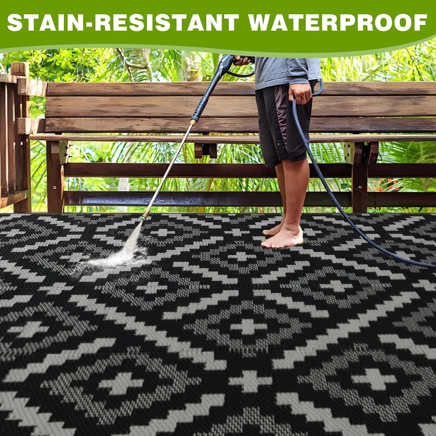 Outdoor Rug 9x12 ft Waterproof, Reversible Outdoor Plastic Straw Rug for Patios Clearance, Outdoor Area Rug Carpet RV Mat for Camping Backyard Deck Porch