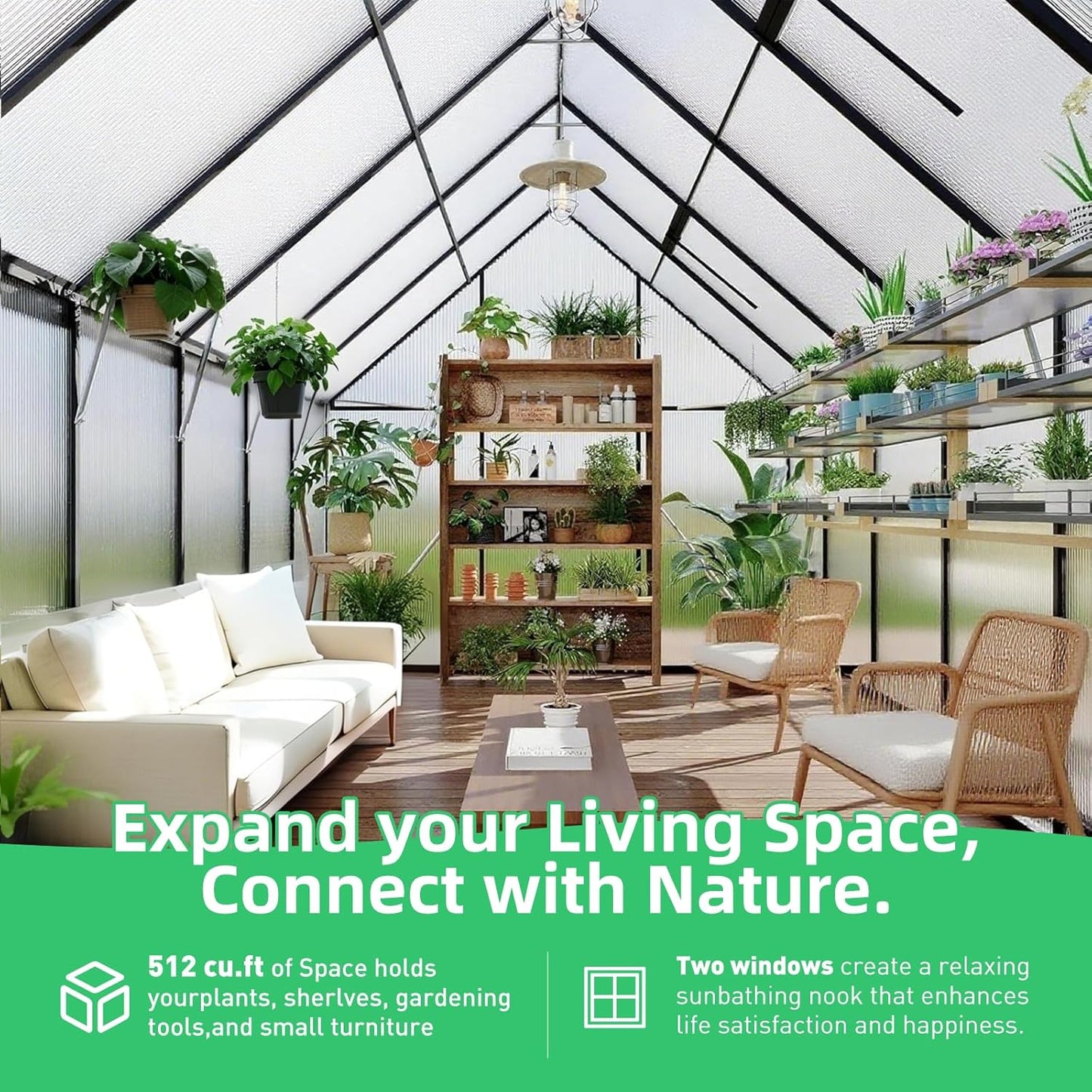 8x10 FT Outdoor Walk-in Greenhouse with Durable polyethylene Cover, Lockable Door, Adjustable roof Vent, and Ground Anchors. A Large, Sturdy Backyard Greenhouse Ideal for Patio, Lawn, and Gardening.