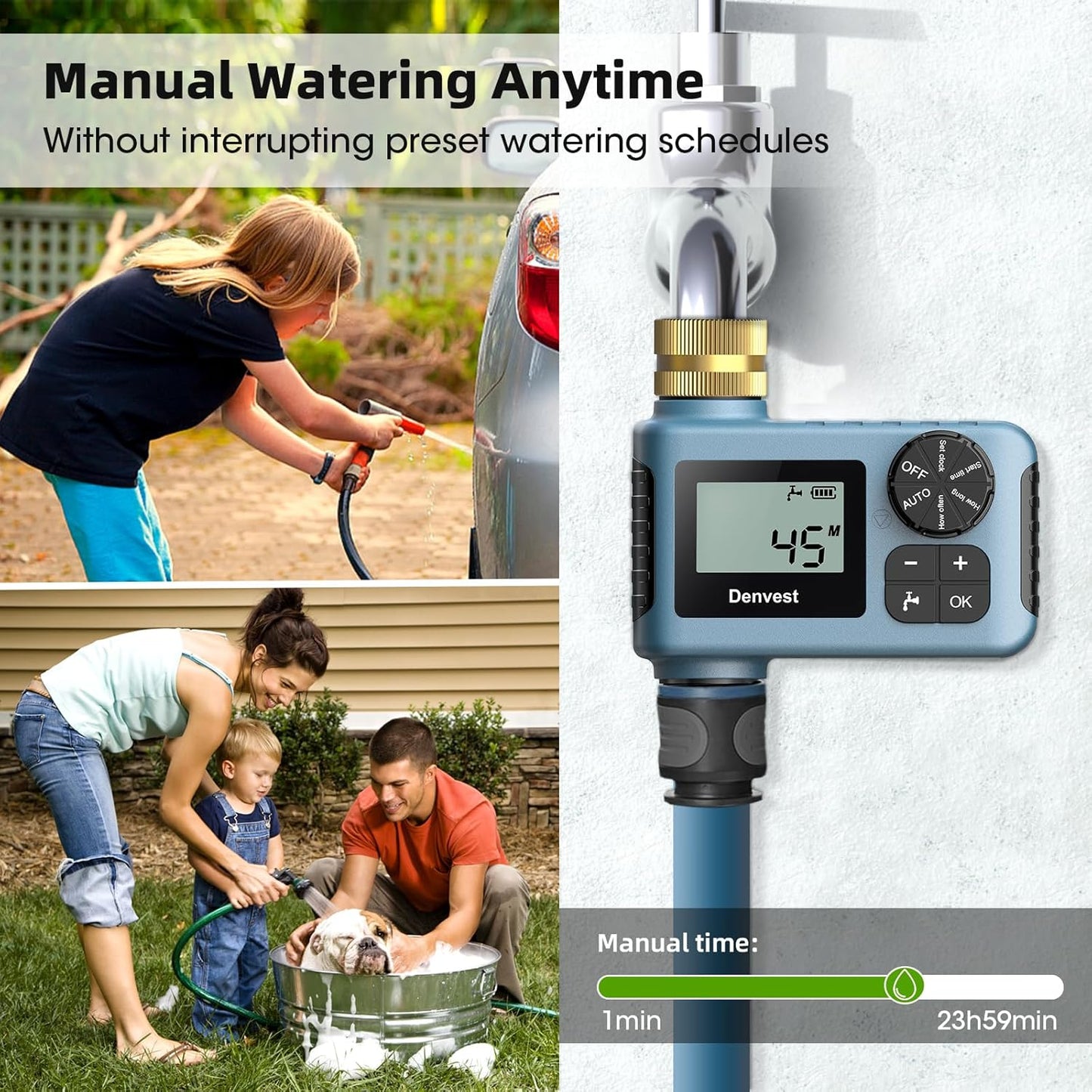 2 Packs Hose Timer with Brass Inlet, Water Timer for Garden Hose Faucet, Sprinkler Timer Outdoor