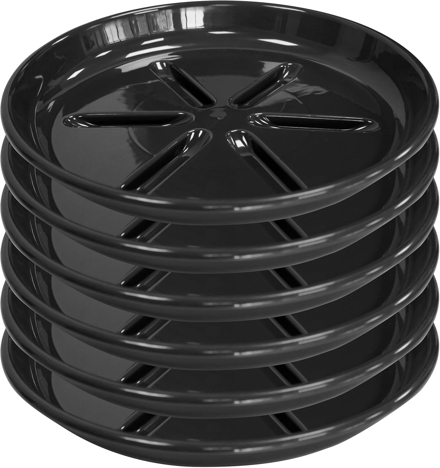 6 Pack of Plant Saucer 6 inch, Heavy Duty Plastic Flower Pot Saucers, Plant Drip Trays for Indoors Outdoor, Plant Water Tray for Planters, Black