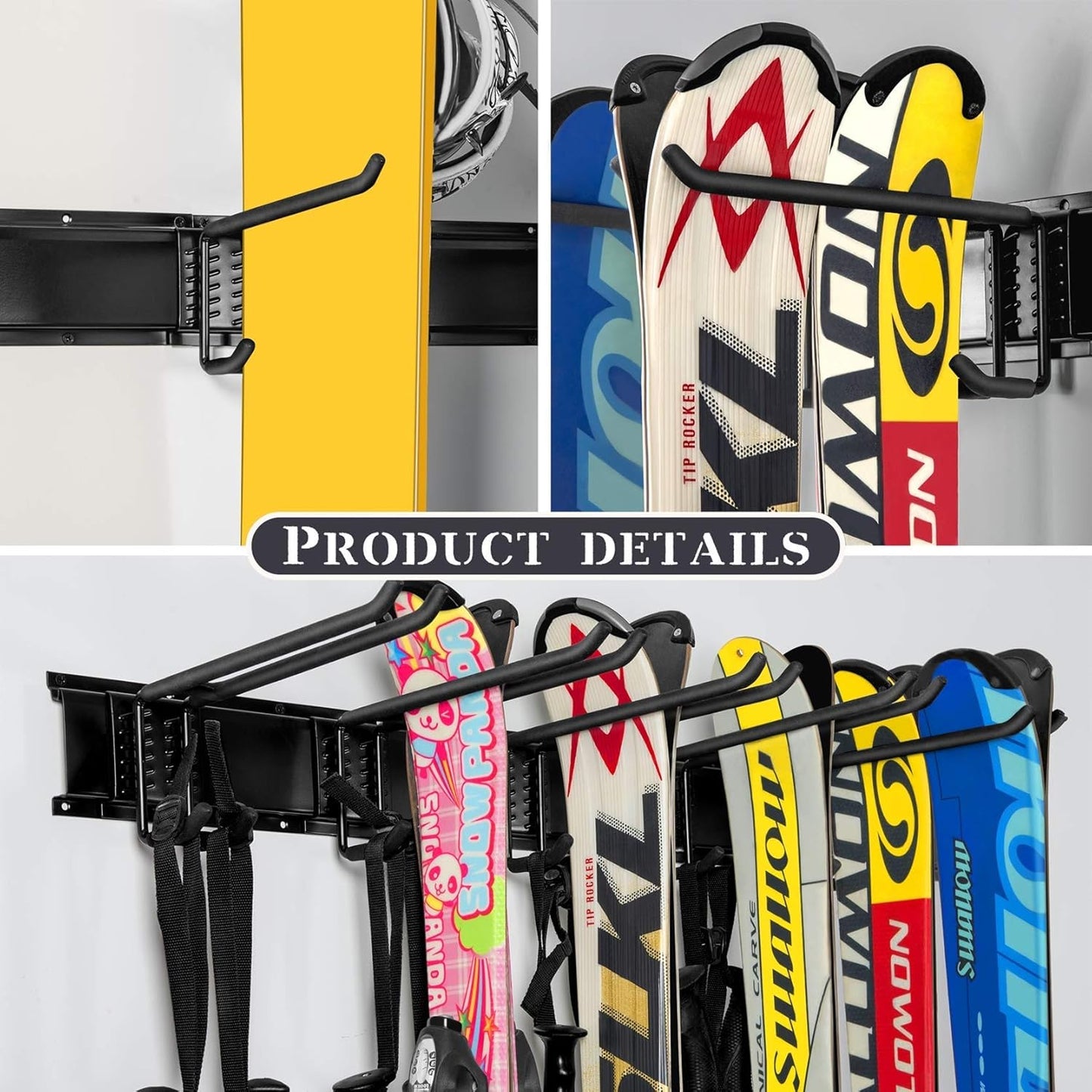 WALMANN Wall Mount Tool Organizer, Mop and Broom Holder, Garage Storage Rack, Heavy Duty Garden Tool Storage Organization System, Holds Up to 300lbs