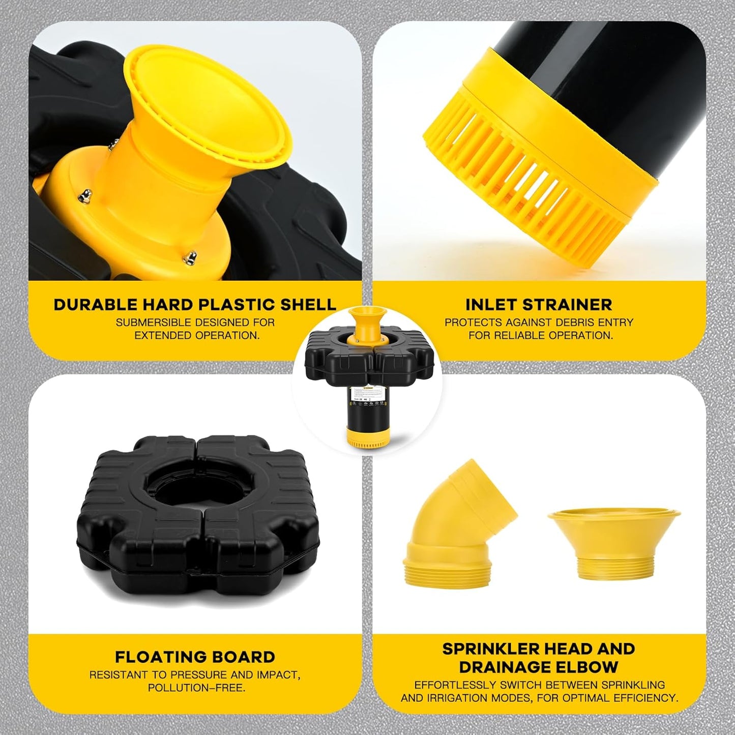 Pond Fountain Aerator, 1HP 15000 GPH Floating Aerating Fountain with Timer & 100FT Rope & Cord, Jet System for Large Outdoor Ponds & Lakes