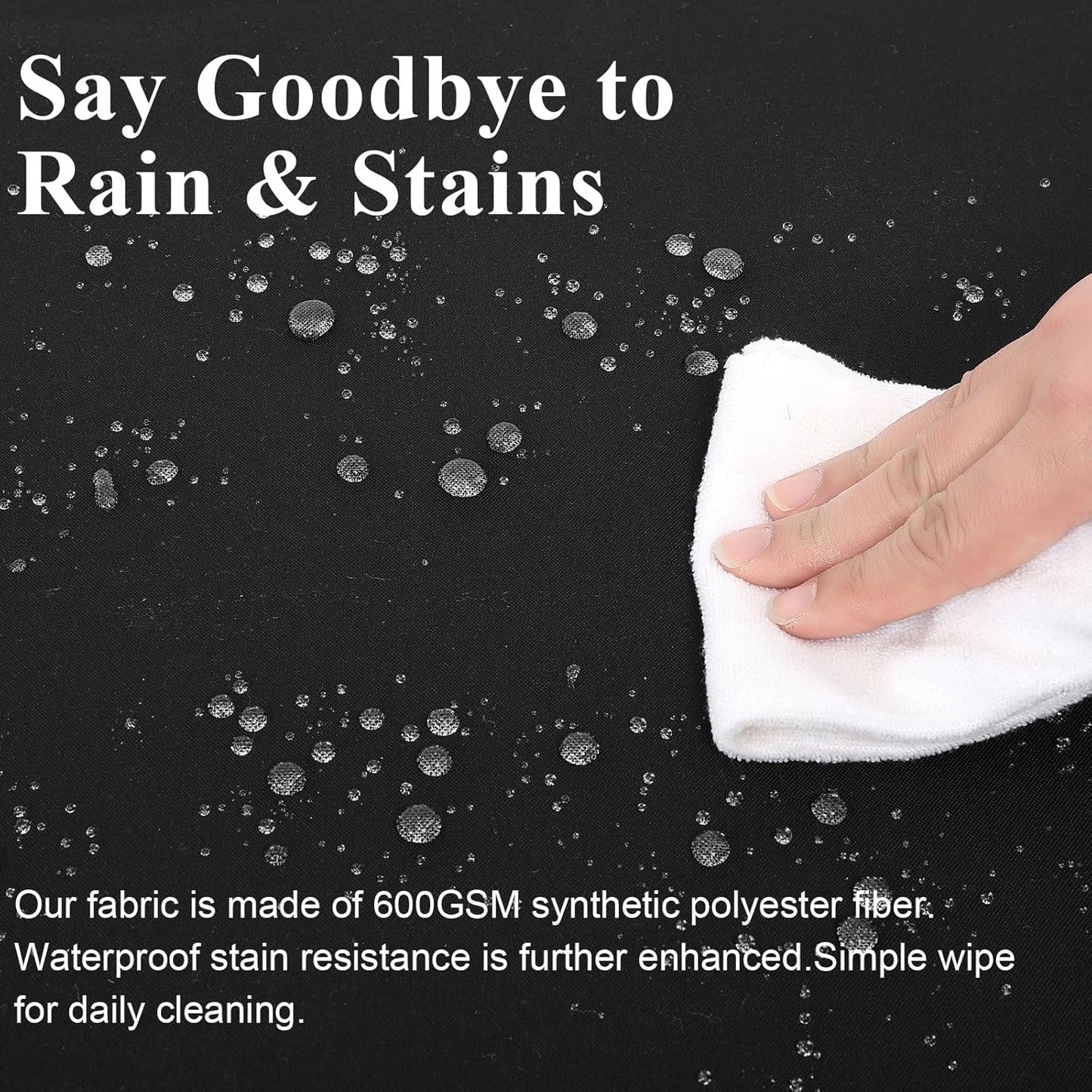 Outdoor Chair Cushions Set of 2 for Patio Furniture 22x22x4 Inch Waterproof Patio Chair Cushion 3 Year Color Fastness Square Elastic Foam Garden Couch Pads with Ties and Handle,Black