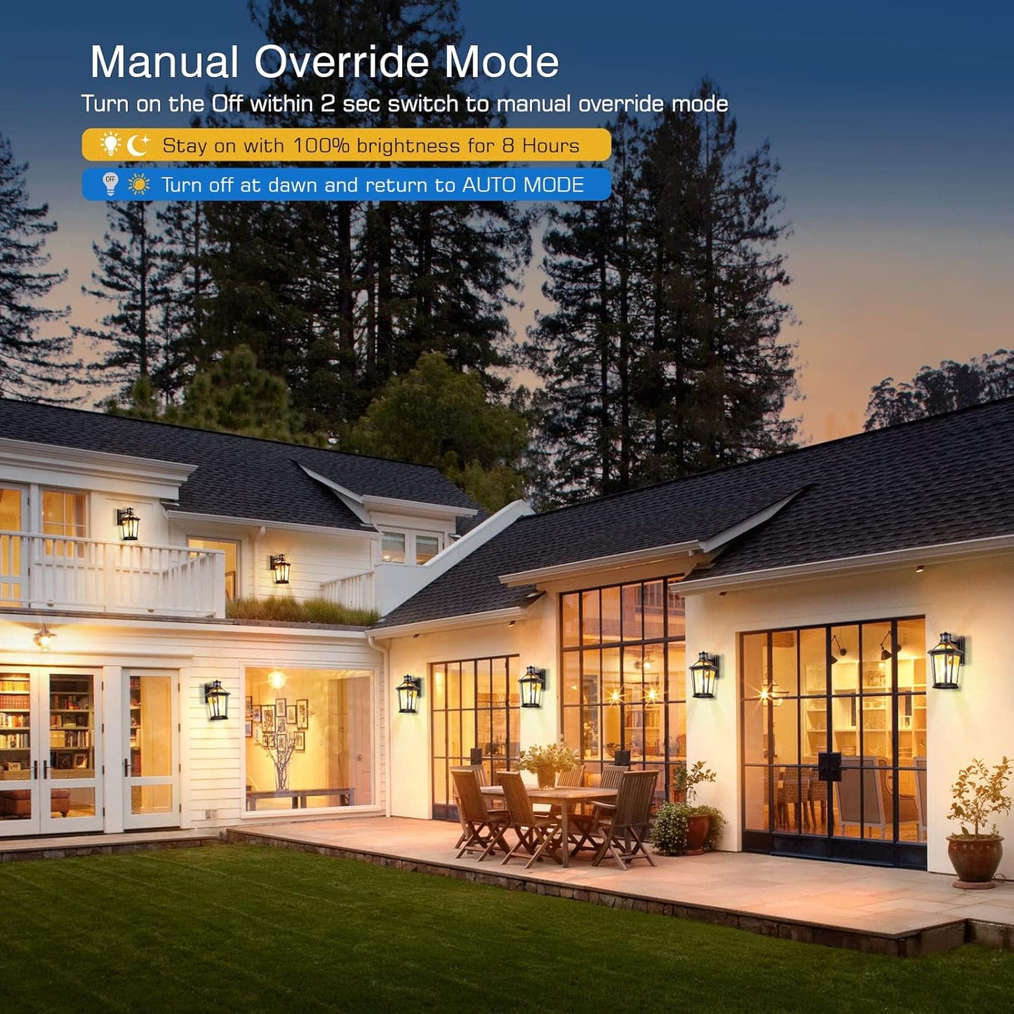 VIANIS Oil Rubbed Bronze Dusk to Dawn Motion Sensor Porch Light, Anti-Rust Aluminum Frame, Tempered Glass, 100% Weather Resistant, Easy Installation, Fits Standard E26 Bulbs