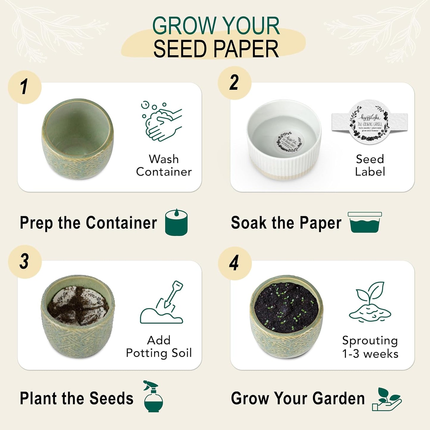 The Growing Candle, Lavender Scented, 10oz Ceramic Pot, Single Wick Aromatherapy Candles, 100% Soy for Women and Men, Ida