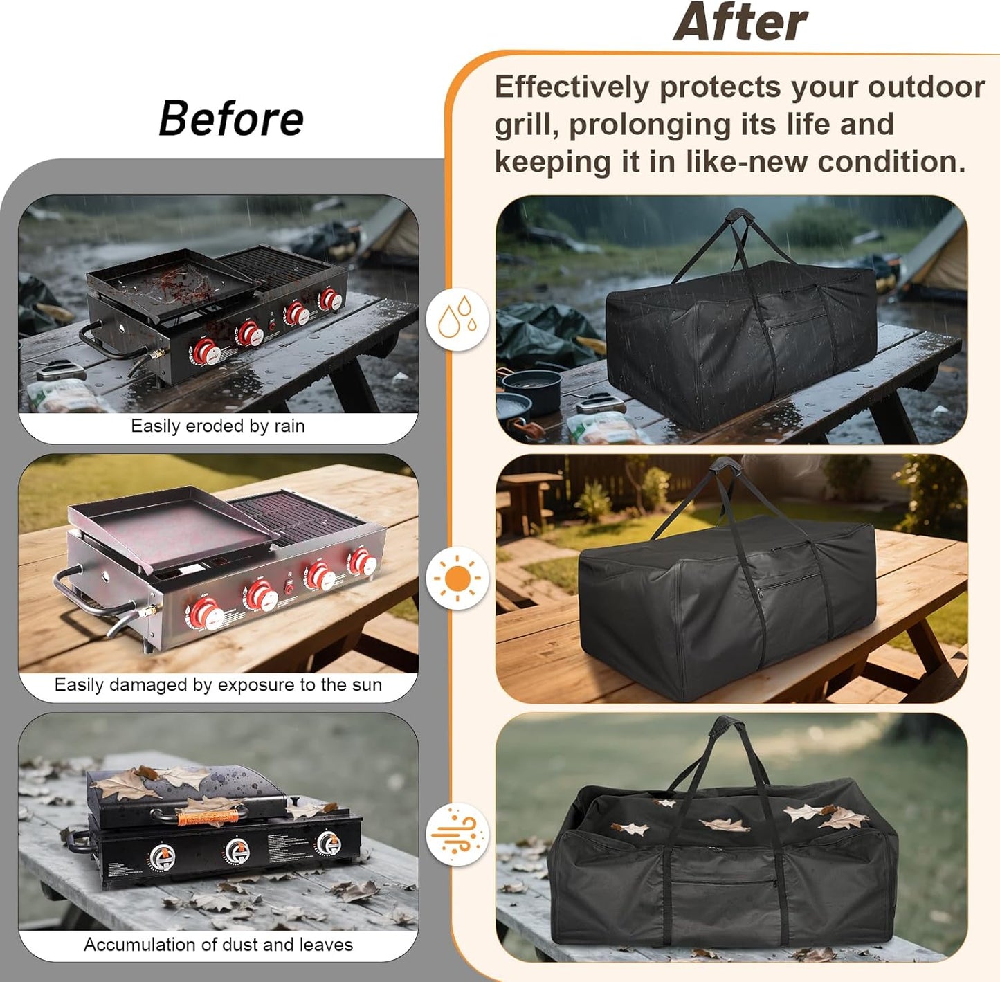 Kingling Universal Grill Carry Bag Fits for Blackstone 1860 Gas Grill & GD4002T Grill Heavy-Duty Carrying Storage Bag Grill Covers for Portable Propane Tabletop Grills BBQ Cover - 42"L x 25"W x 15"H