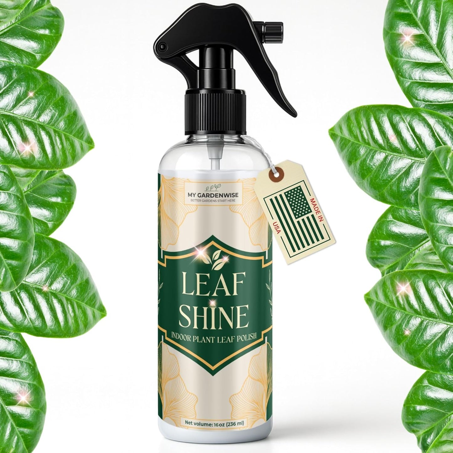 Leaf Shine Spray for Indoor Plants – Plant Leaf Cleaner & Shine for Real House Plants – Fragrance-Free, Non-Sticky, Streak-Free Finish, 16 fl oz