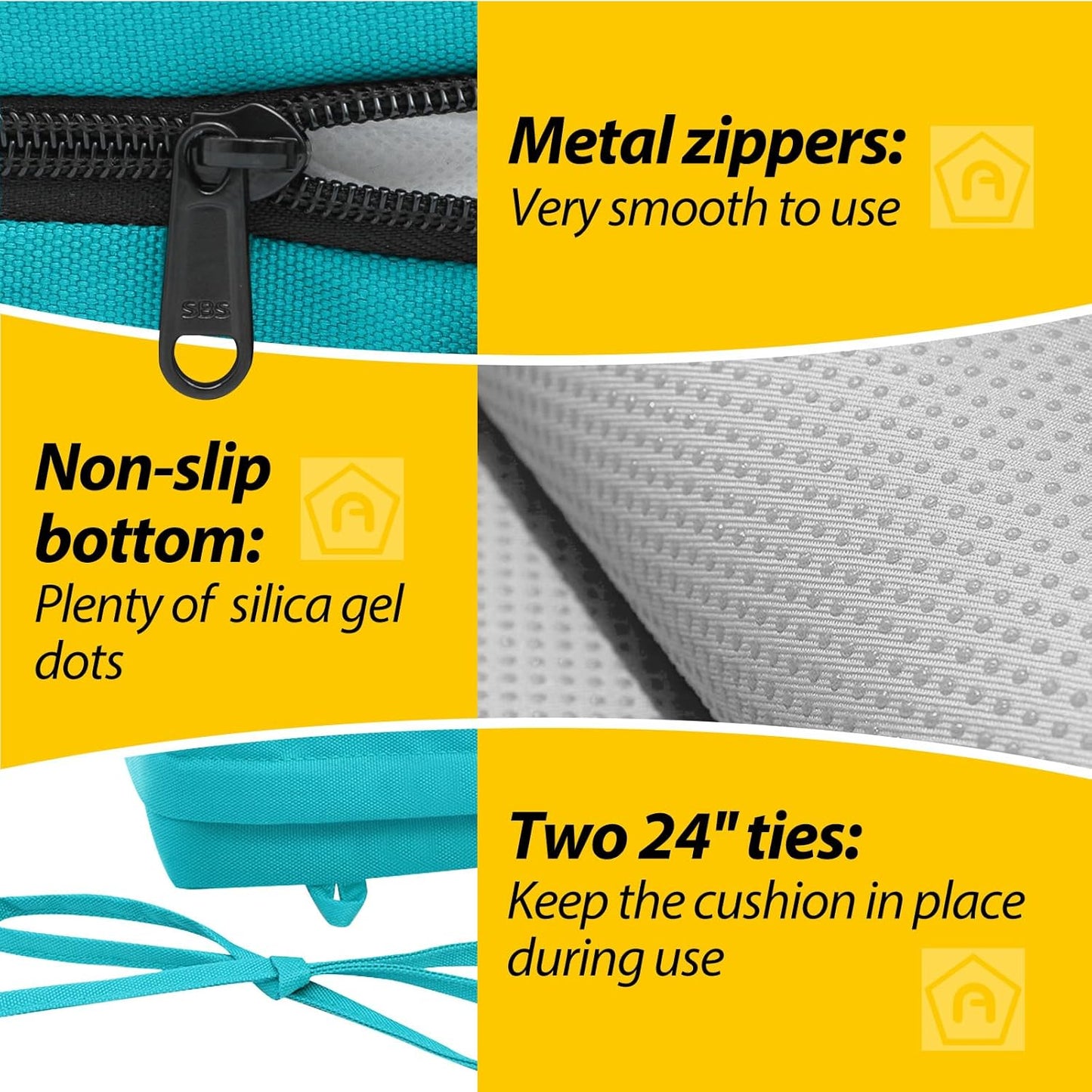 AAAAAcessories Outdoor Seat Cushions for Chairs, Waterproof, Fade-Resistant Patio Furniture Replacement Cushions, 20" x 20" x 3", Set of 2, Turquoise Blue