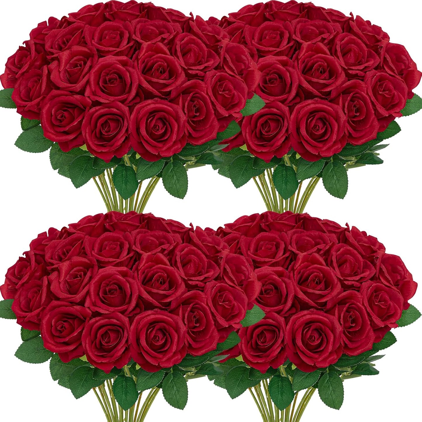 Serwalin 60 PCS Red Artificial Roses in Bulk, 3.15'' Flower Head Fake Silk Roses Realistic Roses for Bridal Bouquet Wedding Centerpieces Flower Arrangement Party Home Decor