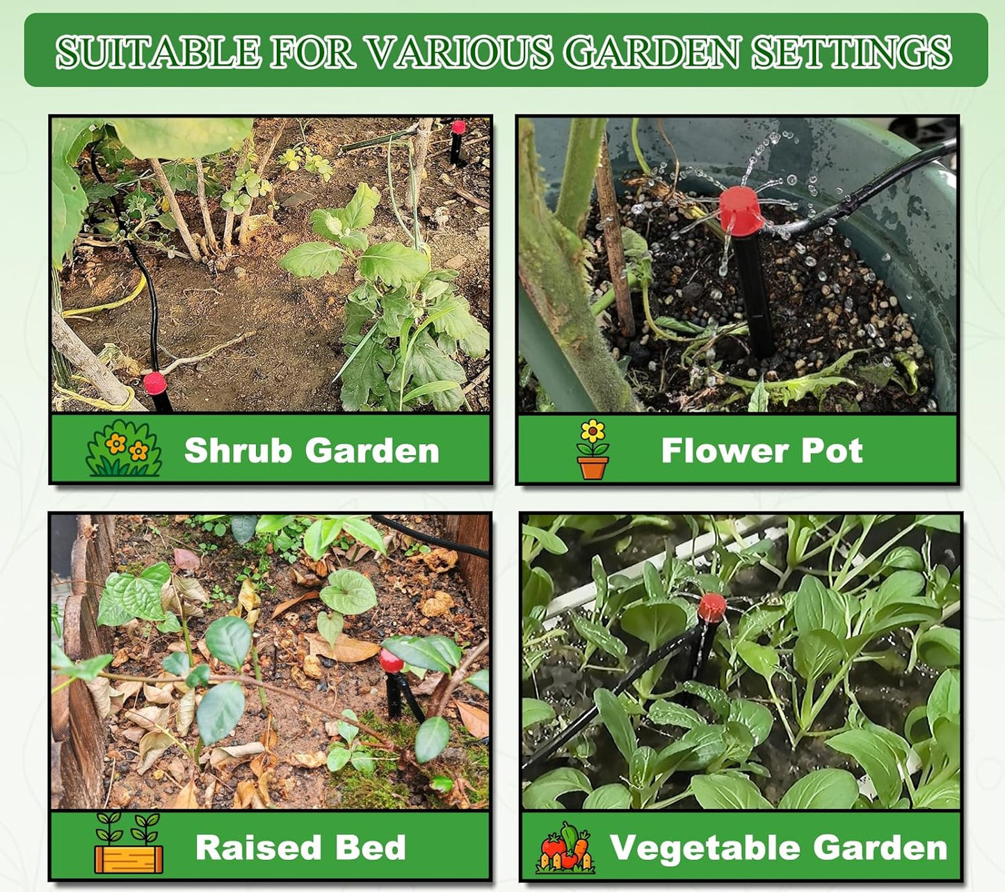 50 Pcs 1/4" Drip Irrigation Emitters - Adjustable Anti-Clog Drip Emitters for 1/4" Tubing, Heavy-Duty Irrigation Parts for Greenhouse/Nursery/Planters (5.3 Inch)