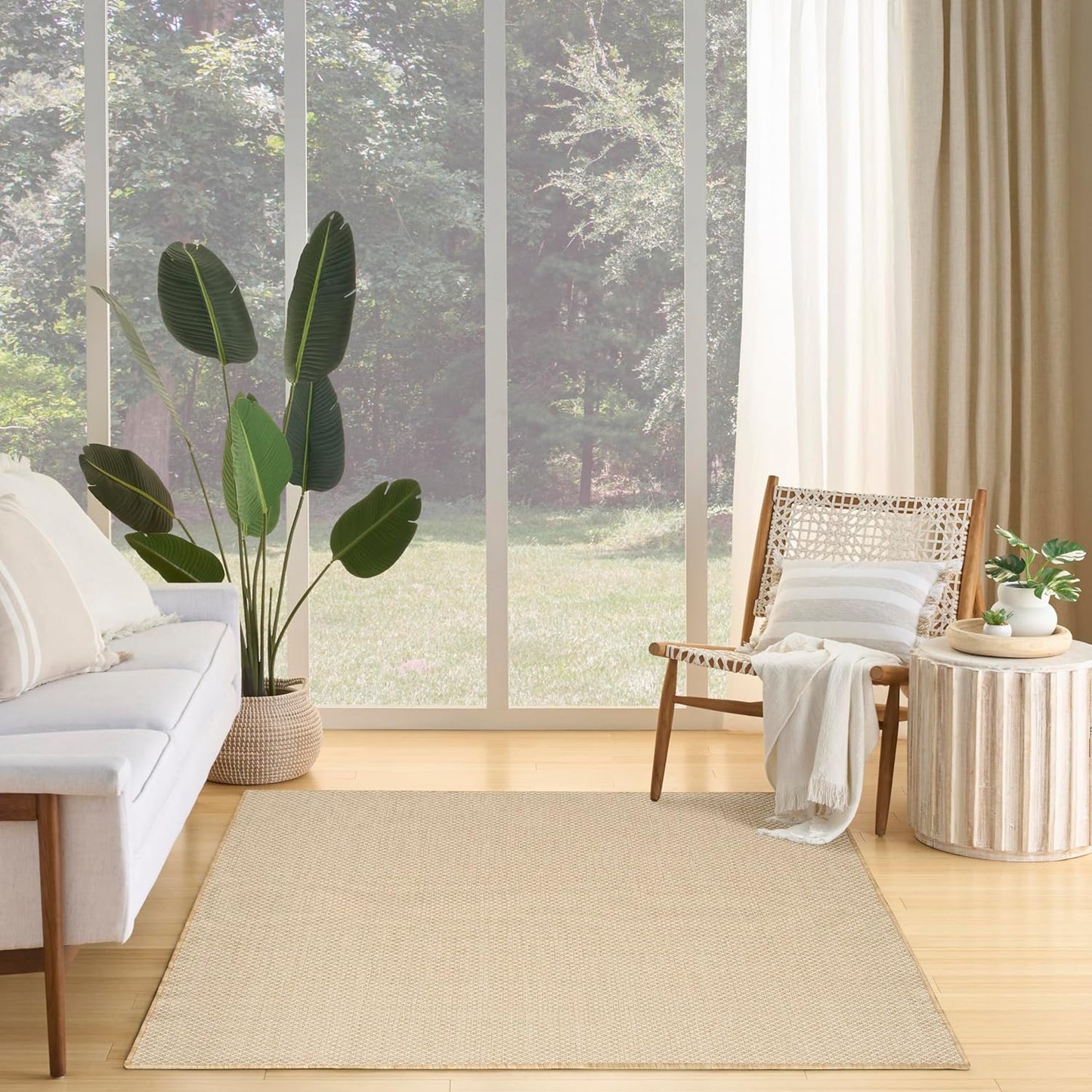 Nourison Home Courtyard Natural 4' x 6' Area Rug - Easy Clean, Non Shedding, Bed Room, Living Room, Dining Room, Kitchen (4' x 6')