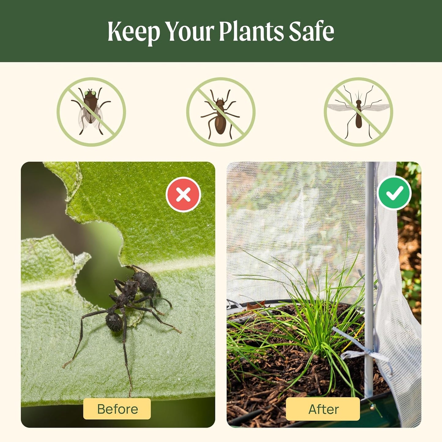 Vego garden Cover System for 3.5' x 5.0' (6 in 1) Garden Bed