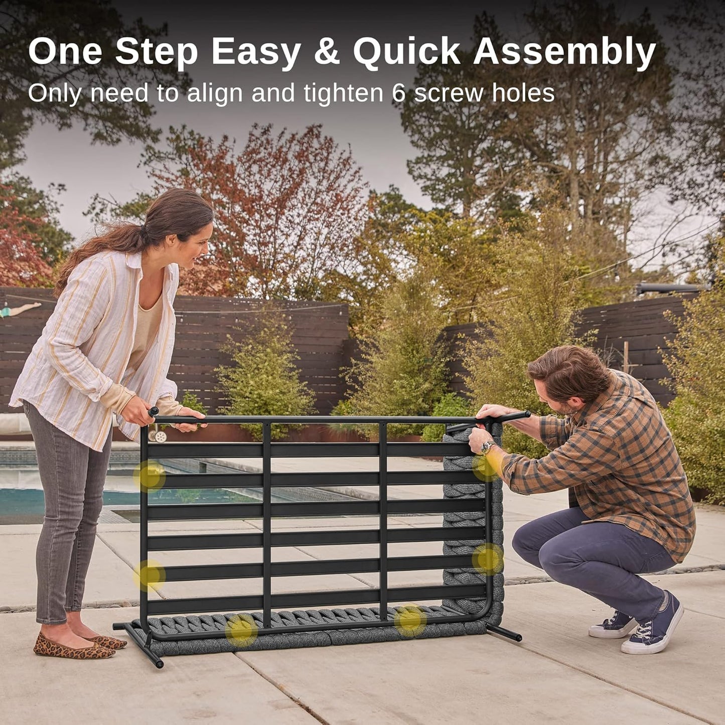 EAST OAK Life Chatter Patio Furniture Set, Outdoor Furniture Sectional Sofa Set with Round Coffee Table, 4 Seats Sofa Deep Seating with Thick & Washable Cushions, Earth Black & Misty Grey