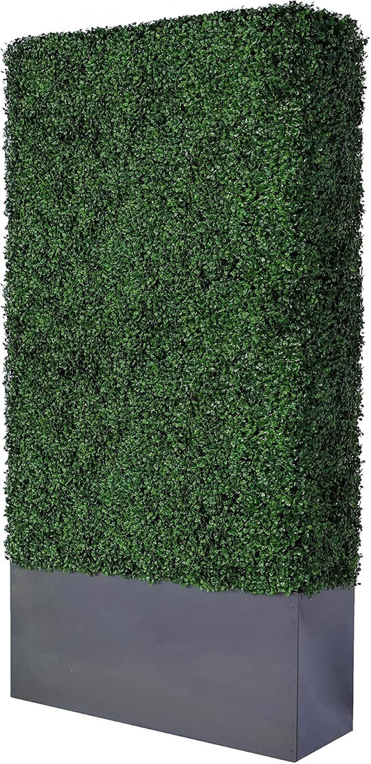 AGPL Artificial Hedge Wall (38" Width* 12" Deep* 96" Height) with Dark Gray Stainless Steel Planter Box (96.00)