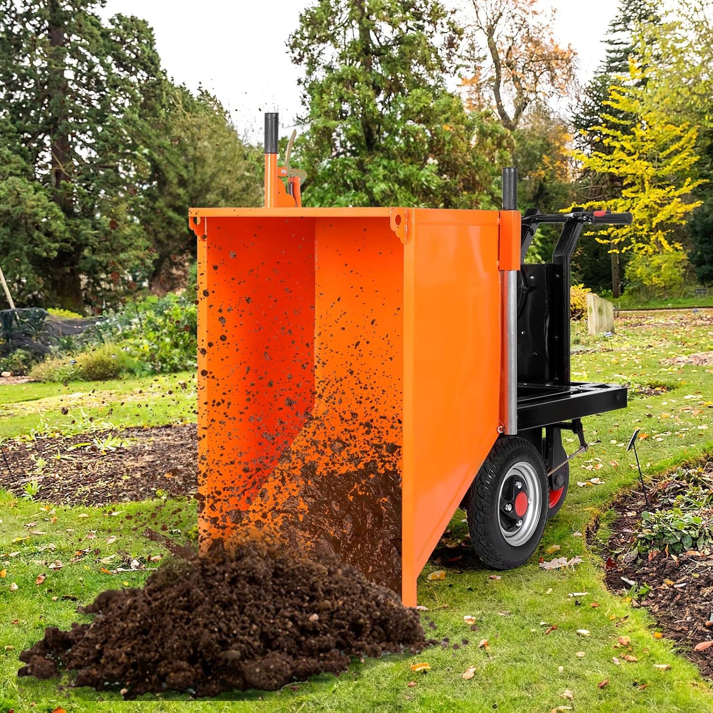 Wheelbarrow Utility Cart, 48V28Ah 1000W Capacity 2200lbs (One Ton), Material Hauler, Electric Wagon, All Purpose