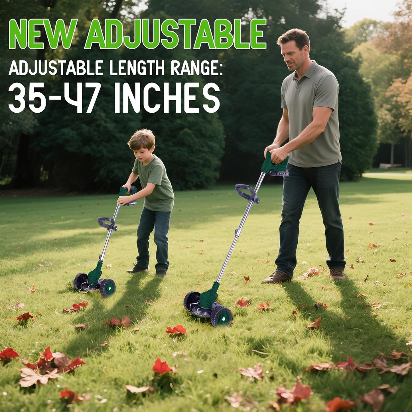 Weed Wacker Cordless Adjustable Weed Eaters 3 in 1 Electric String Trimmer Lawn with Two Battery with Charger Comes with Multiple Blades for Yard,Green,Garden(Green)