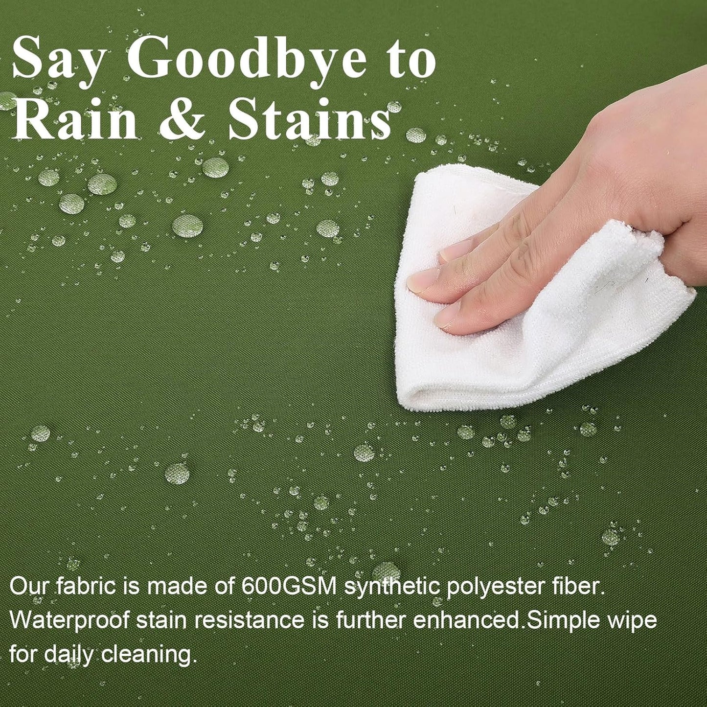 Outdoor Chair Cushions Set of 2 for Patio Furniture 24x24x4 Inch Waterproof Patio Chair Cushion 3 Year Color Fastness Square Elastic Foam Garden Couch Pads with Ties and Handle,Green