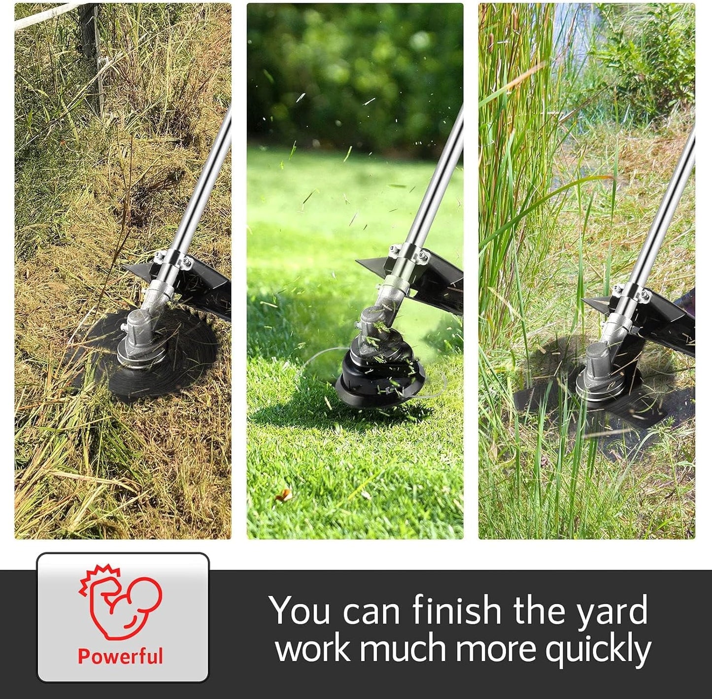 COOCHEER 4 in 1 Brush Cutter Gas Powered,58cc Weed Wacker Gas Powered, 2 Cycle Straight Shaft String Trimmer Grass Cutter Machine for Lawn and Garden Care Trimming, Orange