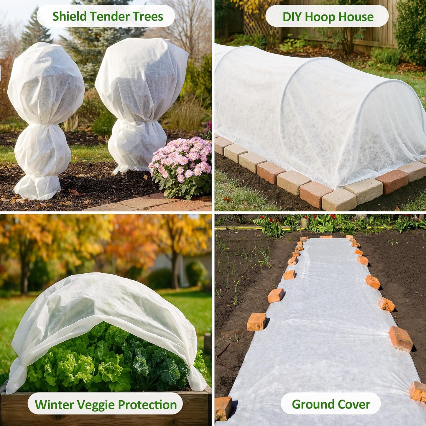 Gardzen 1.5 oz Plant Covers Freeze Protection, Reusable 10ft x 20ft Floating Row Covers, Thicker Frost Blankets for Outdoor Plants, Pests Protection, White