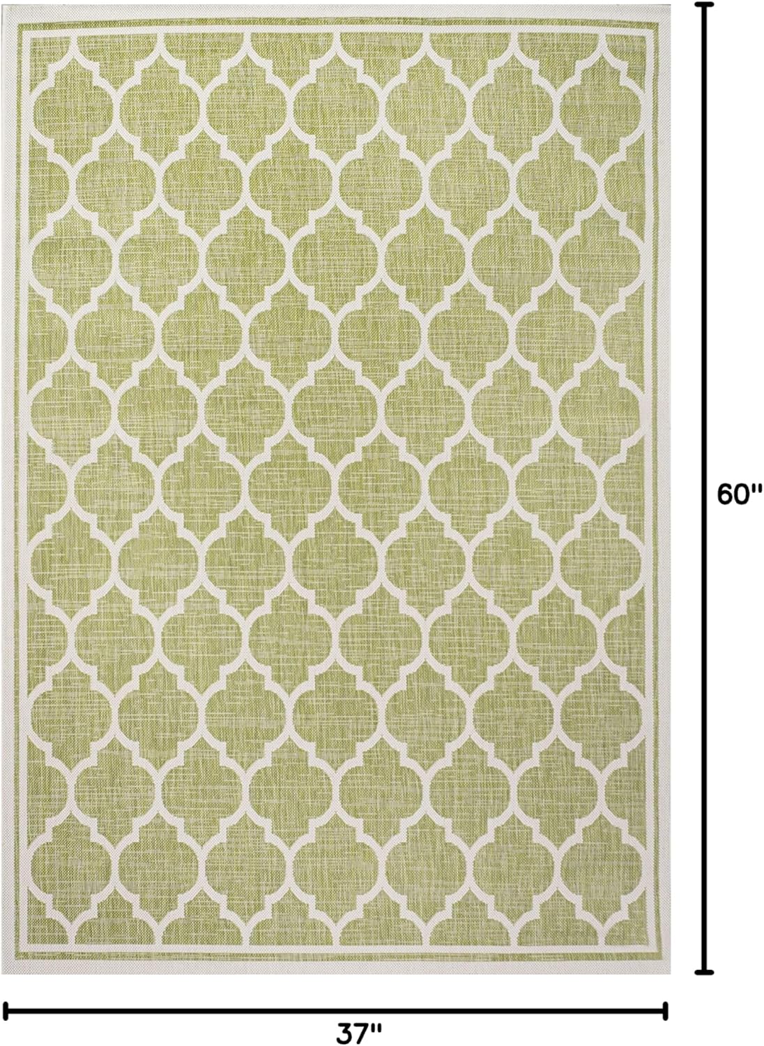 Eyely BMS109G-3 Santa Monica Trebol Moroccan Trellis Textured Weave Indoor/Outdoor Area Rug Coastal;Bohemian, Bedroom, Backyard, Patio, Easy-Cleaning, Non-Shedding, 3 X 5, Green/Cream