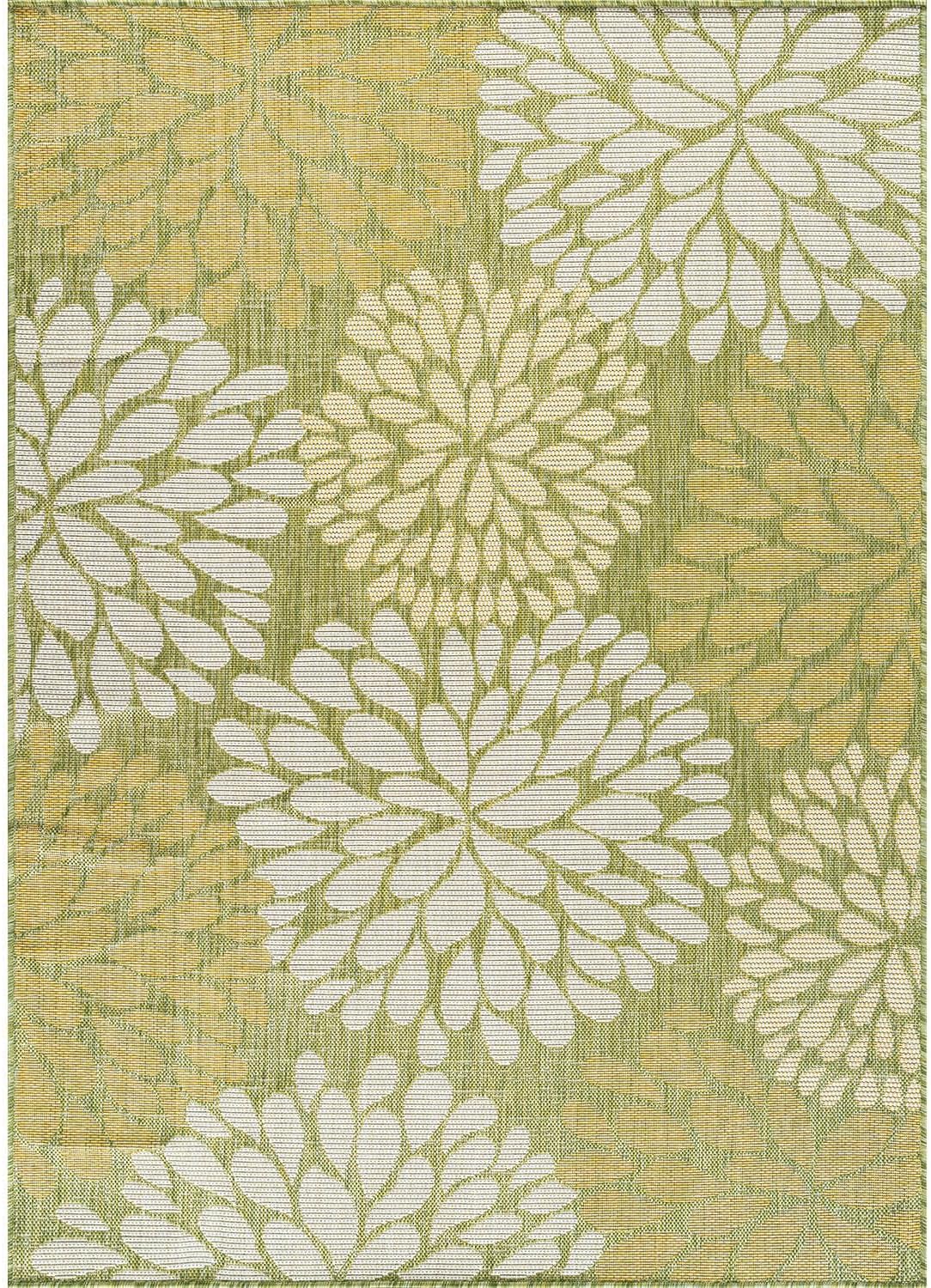 Beverly Rug Outdoor Rug 9x12 Modern Exotic Tropical Leaf Area Rugs for Indoor and Outdoor Patio Deck Porch Garden Water Resistant Washable Outside Carpet (9 x 12 Green)