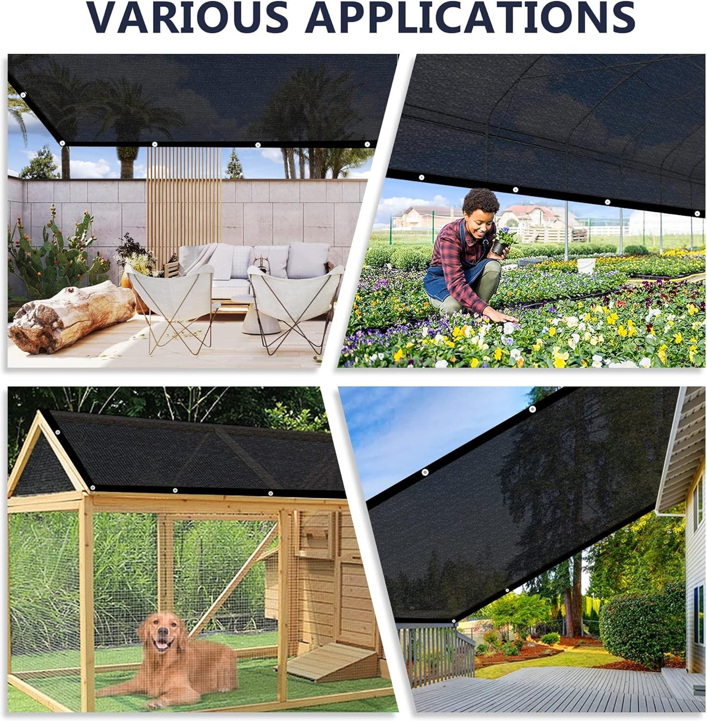 VICLLAX 70% Shade Cloth, 13x22FT Durable Black Mesh Trap with Every 3 FT Grommet, Sun Shade Fabric Netting for for Plants Cover, Greenhouse, Chicken Coop, Barn Kennel, Garden Patio