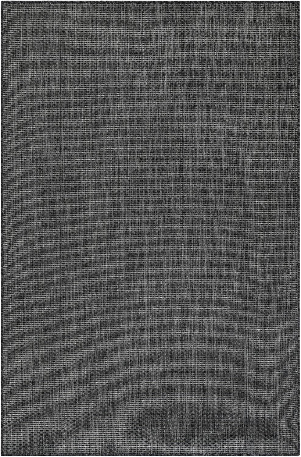 Unique Loom Outdoor Solid Collection Area Rug (5' 3" x 7' 1" Rectangle Black/Ivory)
