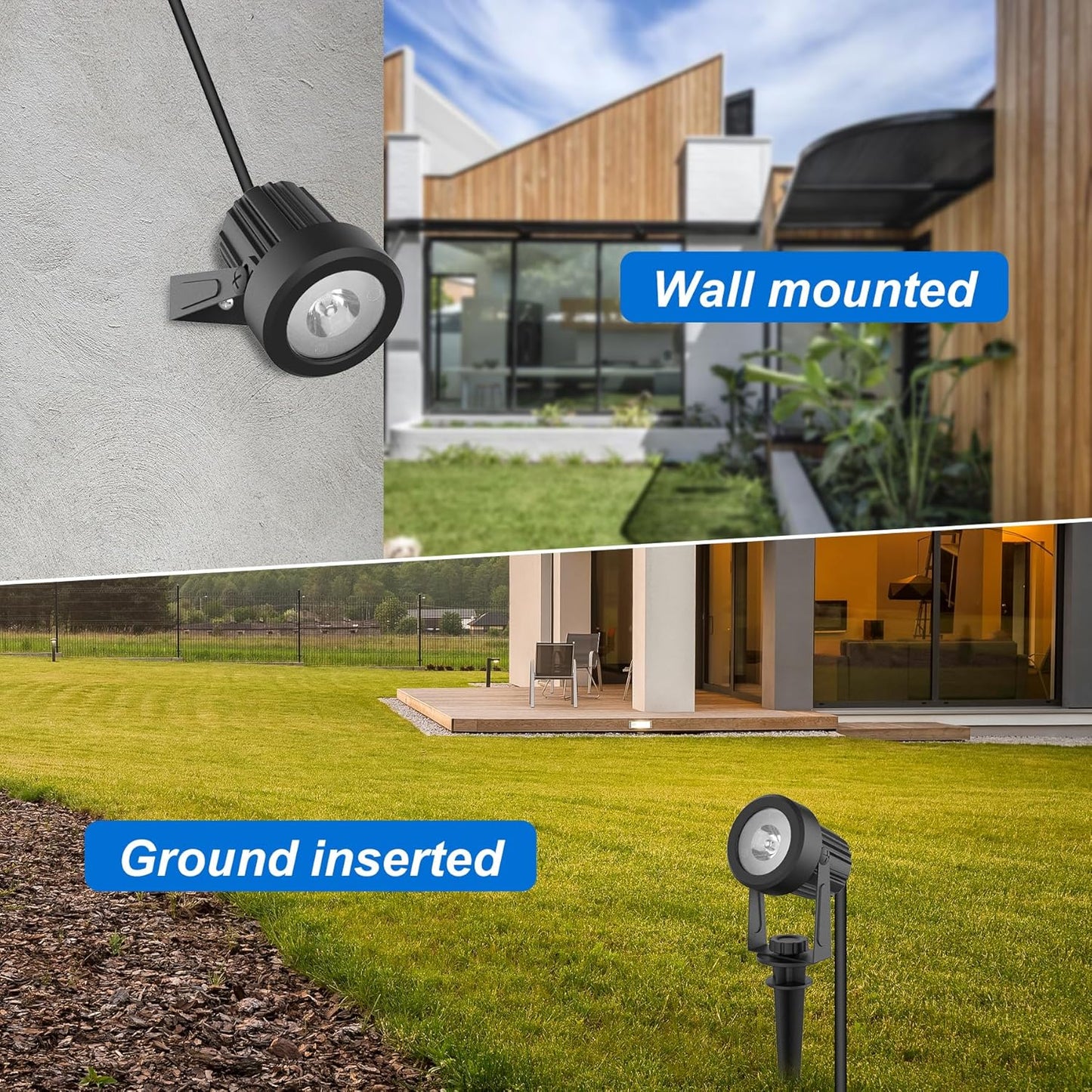 Solar Spot Lights Outdoor, Landscape Spotlights IP65 Waterproof 9.8ft Cable, Dusk to Dawn Solar Uplights for Tree Garden Yard Driveway Porch Walkway Pool (6-in-1, 6000K Cold White)