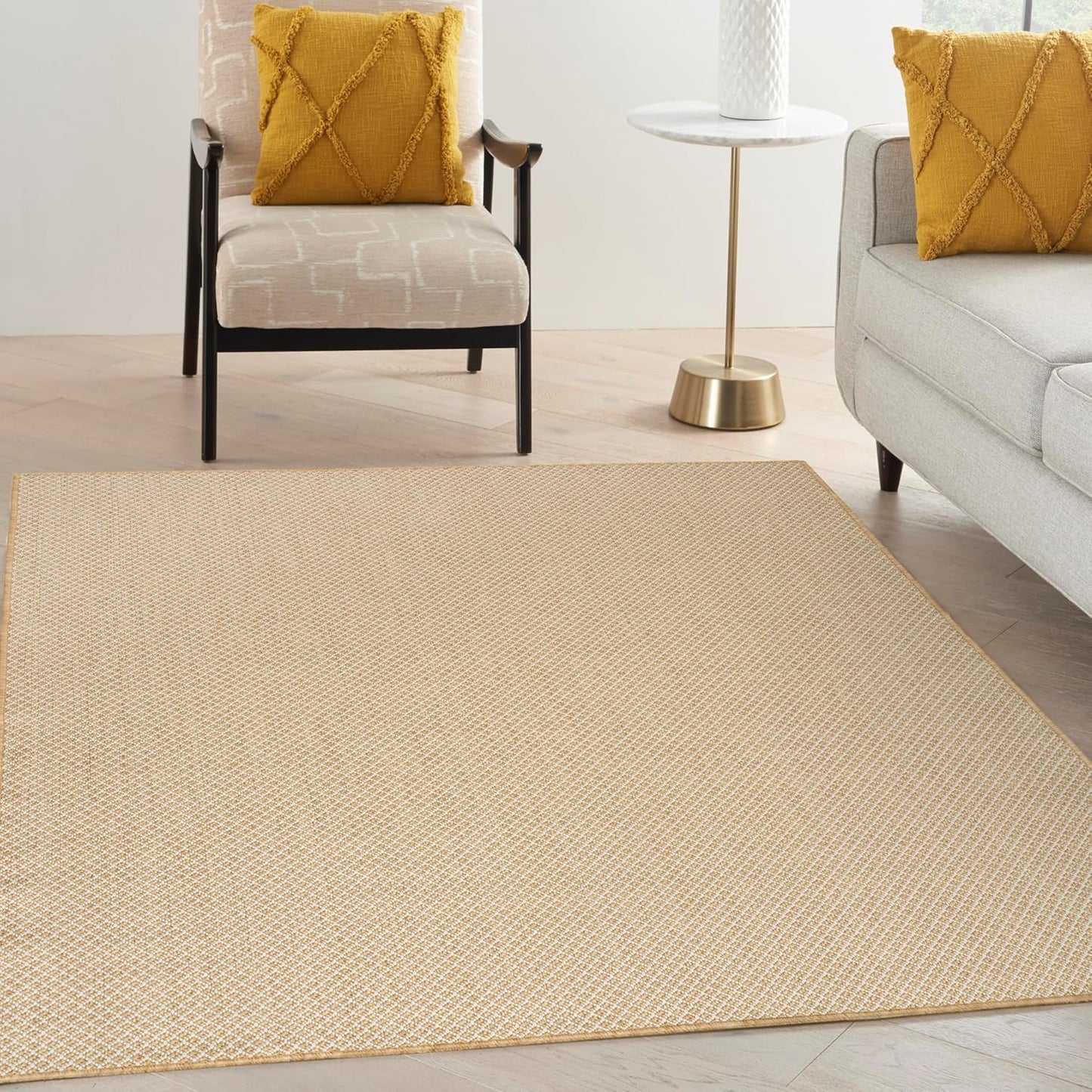 Nourison Home Courtyard Natural 5' x 7' Area Rug - Easy Clean, Non Shedding, Bed Room, Living Room, Dining Room, Kitchen (5' x 7')