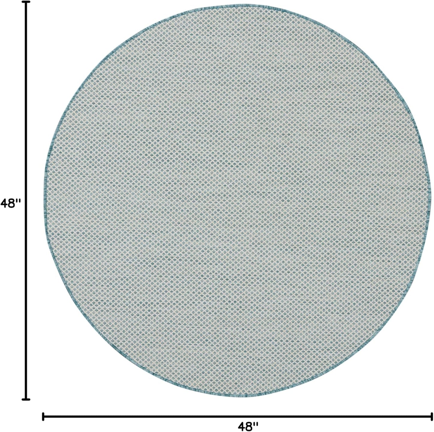 Nourison Home Courtyard Indoor/Outdoor Ivory/Aqua 4' x Round Area Rug, Easy Cleaning, Non Shedding, Bed Room, Living Room, Dining Room, Backyard, Deck, Patio (4 Round)