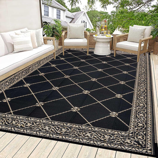 HiiARug Outdoor Rug for Patios Clearance 6'x9' Outdoor Plastic Straw Rug Waterproof Patio Camping Rug Reversible RV Mat Outdoor Area Rugs for Outdoors, RV, Backyard, Deck, Camping