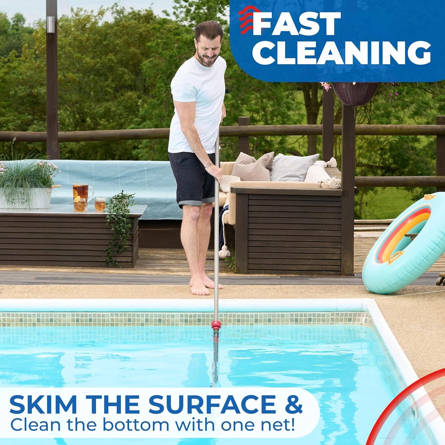 ProTuff 19.5" Fine Pool Net – 2 Year Unconditional Free Replacement – Cleans 3X Faster Than Vacuums – Wide Pool Skimmer with Deep Bag for Easy Maintenance – Skimmer Net for Leaves, Bugs & Other Debris