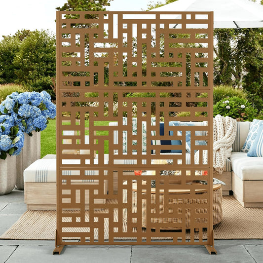 Outdoor Privacy Screen,72" H×47" W Metal Privacy Screen, Freestanding Privacy Fence Panels for Patio