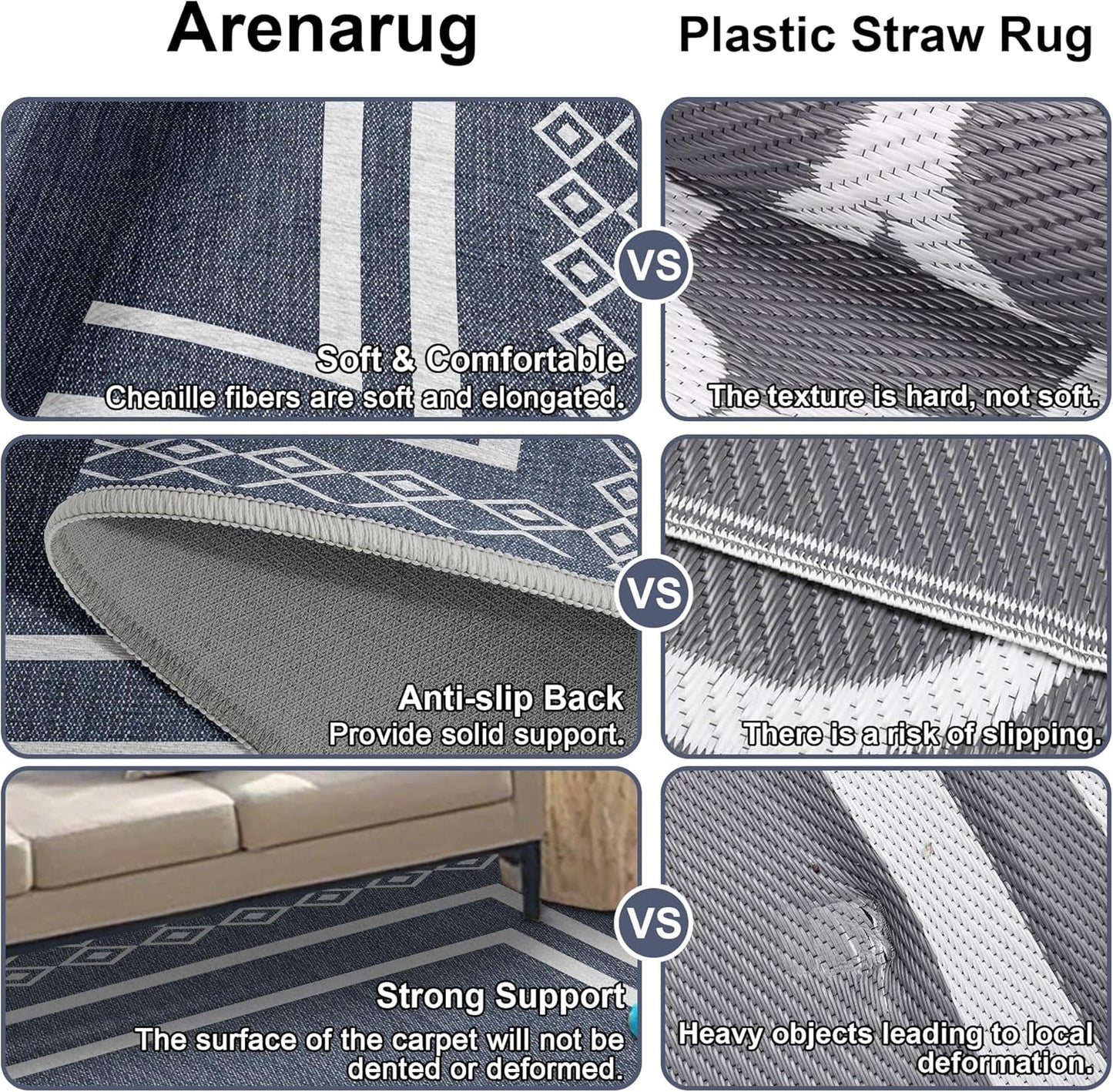 Outdoor Patio Rug, Outside Rectangular Carpet, Moroccan Geometric Rugs, Washable Large Indoor Outdoor Rug 6x9 Mats for RV, Picnic, Backyard, Deck, Balcony, Porch, Beach