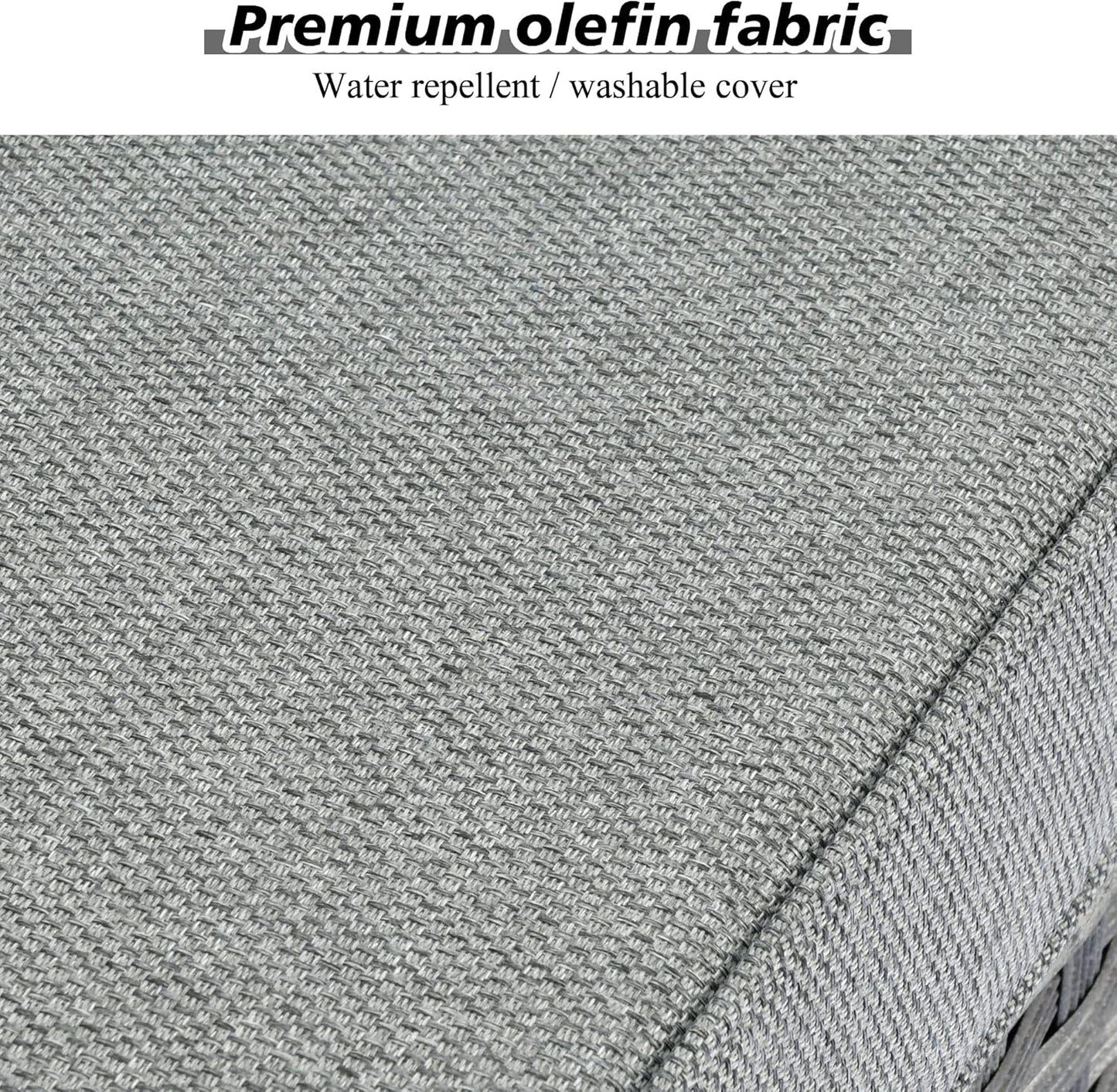 HOOOWOOO Modular Patio Outdoor Sectional Furniture Set with Gas Propane Fire Pit Table,7 Piece Wicker Conversation Sofa Set,Out Door Couch Set with Wide Arm Outside(Grey Stripes)