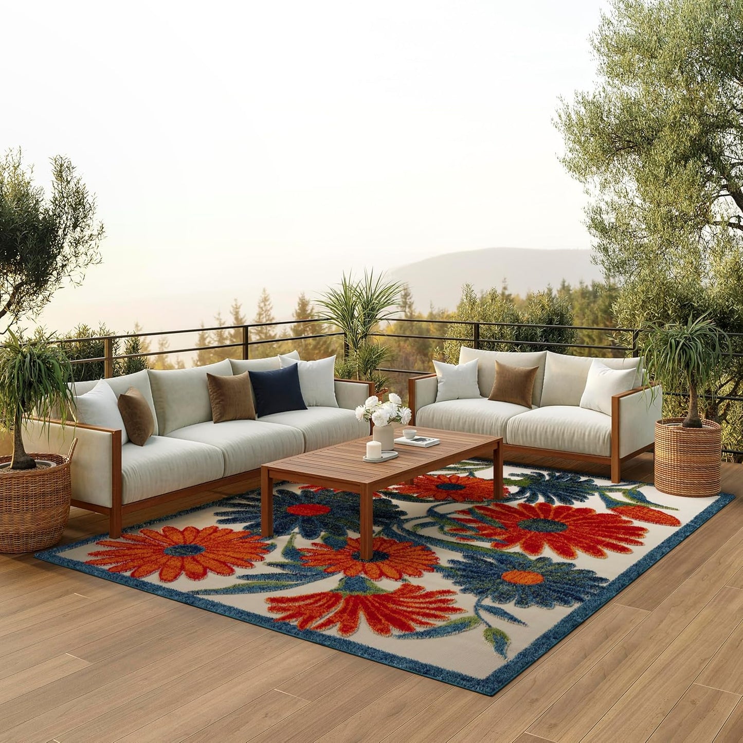 Nourison Home Aloha 8' x 11' Ivory Multicolor Fabric Outdoor Area Rug (8' x 11')